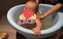世纪宝贝（babyhood）维尼浴桶 儿童泡澡桶 宝宝加厚洗澡盆 婴儿游泳桶赠浴凳 304蓝 实拍图
