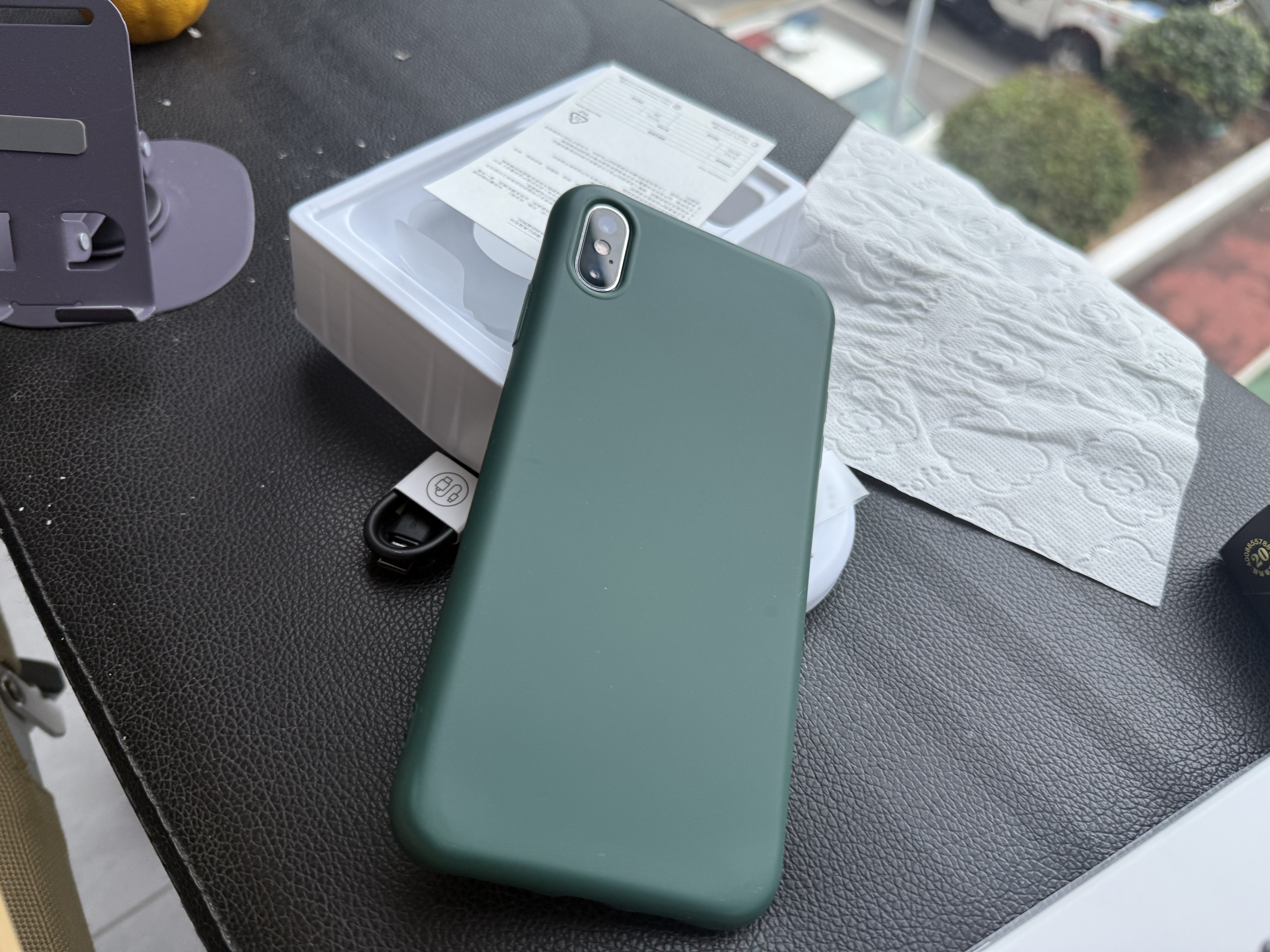 品胜 适用苹果Xs max手机壳iphoneXs MAX柔性液态保护套XSmax超薄全包手机壳 暗夜绿 实拍图