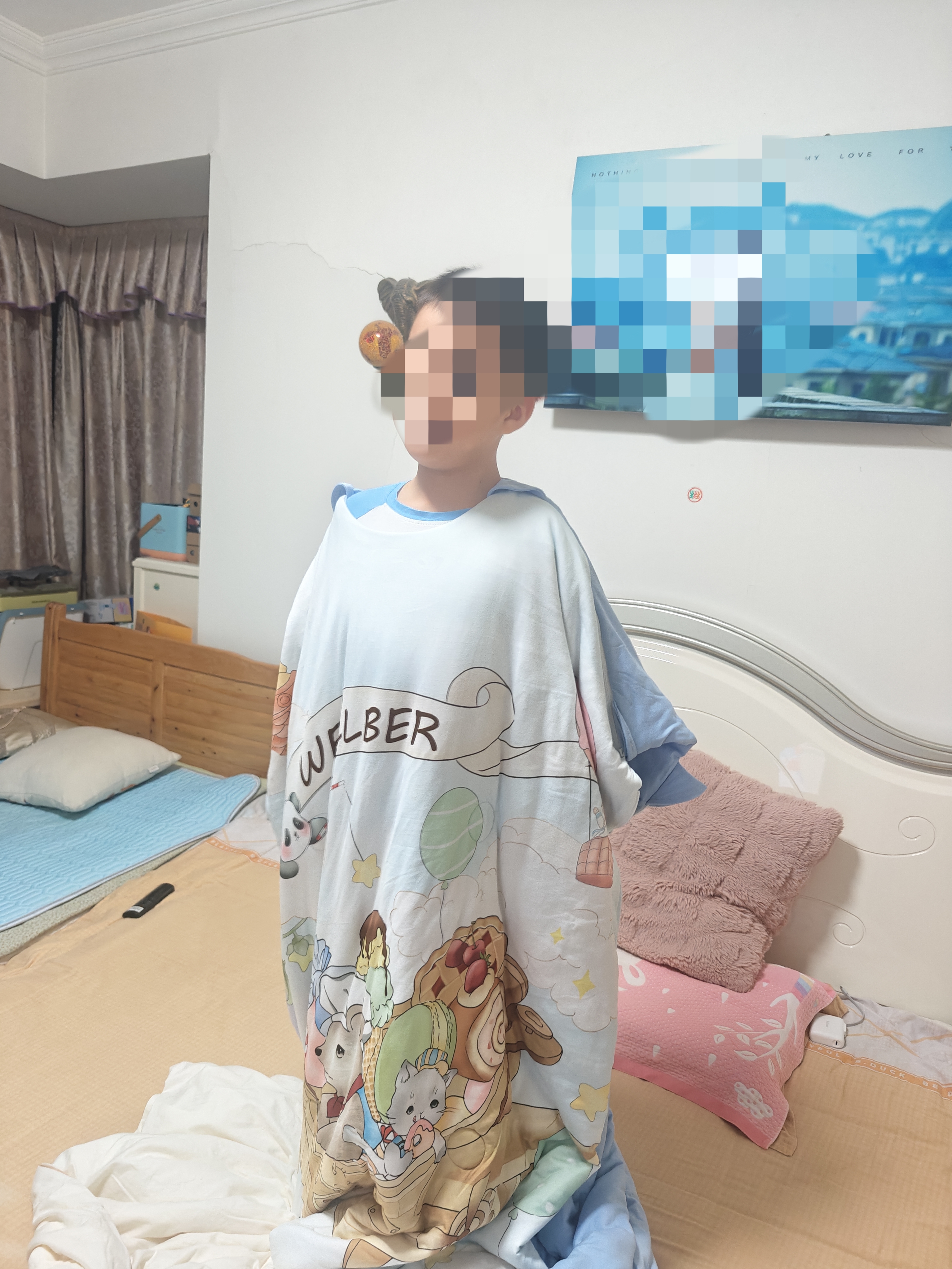 威尔贝鲁儿童防踢被子婴儿睡袋宝宝【桑蚕丝】秋冬轻暖 甜梦100*160cm 实拍图