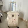 袋鼠高颜值行李箱女学生2026新款多功能拉杆箱男大容量密码箱耐用皮箱 168多功能升级加厚款【奶白色】 20寸【登机推荐】 实拍图