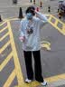 画枕眠（HUAZHENMIAN）黑色柳叶弯刀男士直筒高街修身显瘦长裤高街美式cleanfit微喇裤 黑色 【高质量】 L /建议110-125 实拍图