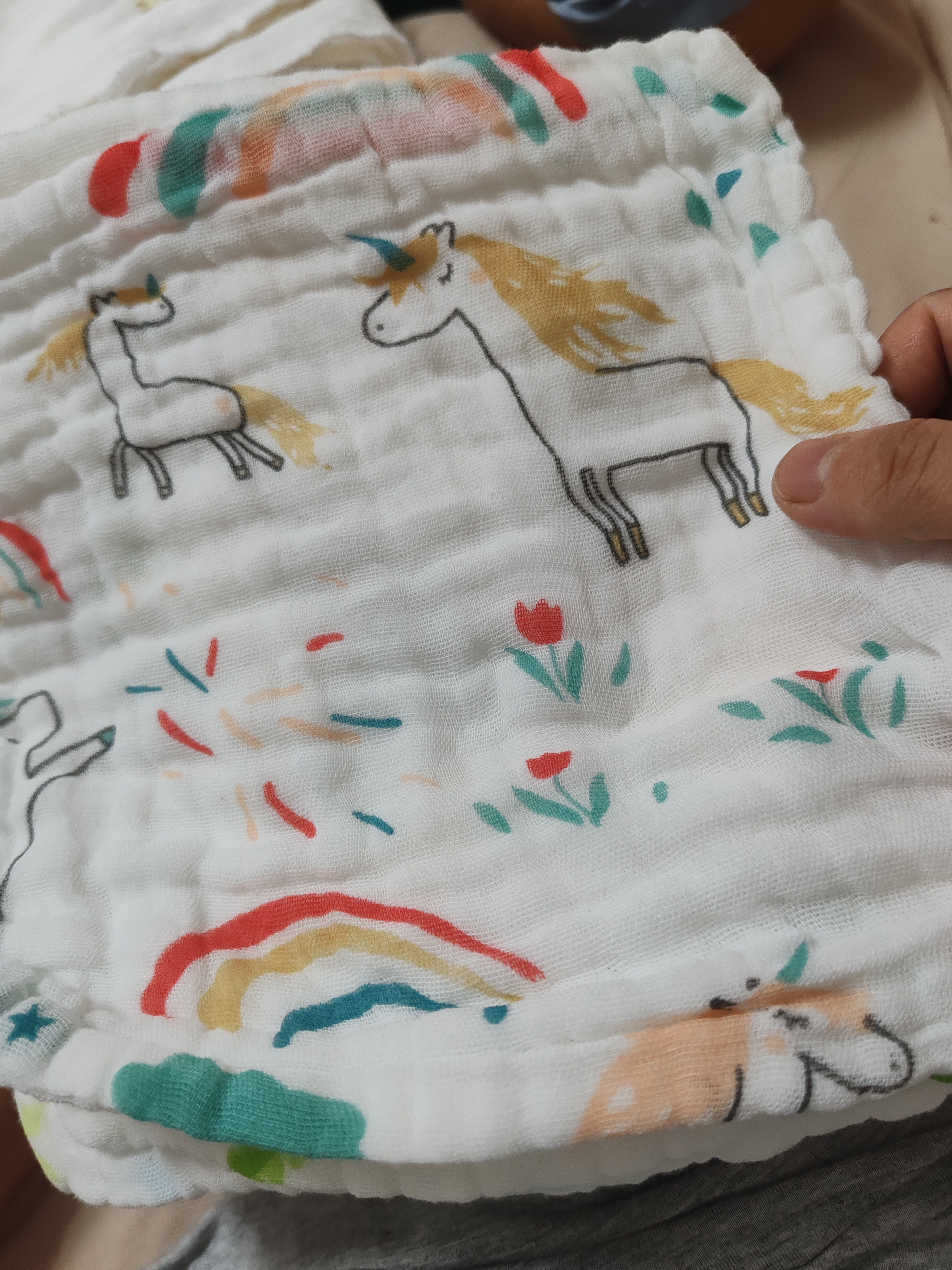 纯棉纱布方巾柔软吸水儿童毛巾印花口水巾高密婴幼儿A类幼儿园 10条六层纱布图案随机搭配25*25 实拍图