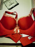 三芝行香港潮牌红色本命年红文胸套装女性感小胸聚拢结婚内衣女胸罩 大红色（套装） 38/85B 实拍图