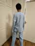 猫人（MiiOW）男童睡衣纯棉春夏季短袖家居服男孩中大童青少年空调服三件套 抽条小熊浅蓝 180 cm 【建议165-175CM】 实拍图