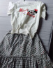 迪士尼（Disney）儿童女童短袖套装裙荷叶边T恤半身裙子两件套22夏DB121UE03白140 实拍图