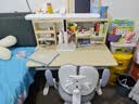 忆瞳儿童学习桌椅套装实木可升降多功能写字桌高中小学生书桌课桌椅子 优学家Pro-1米大桌面-X型追背椅灰 实拍图