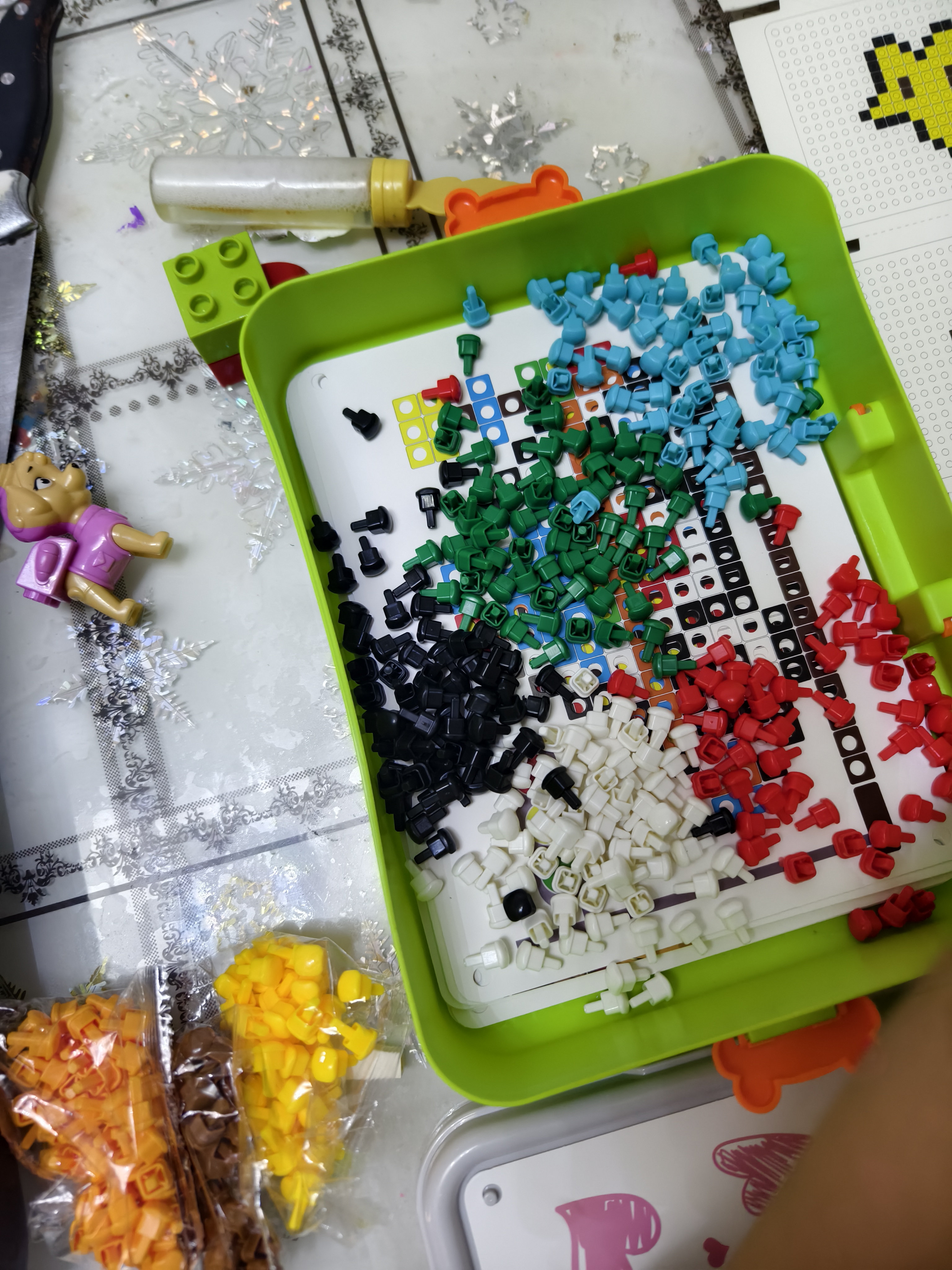 乐哲蘑菇钉创意拼图大颗粒DIY拼装专注力训练儿童积木玩具立体插插乐 实拍图