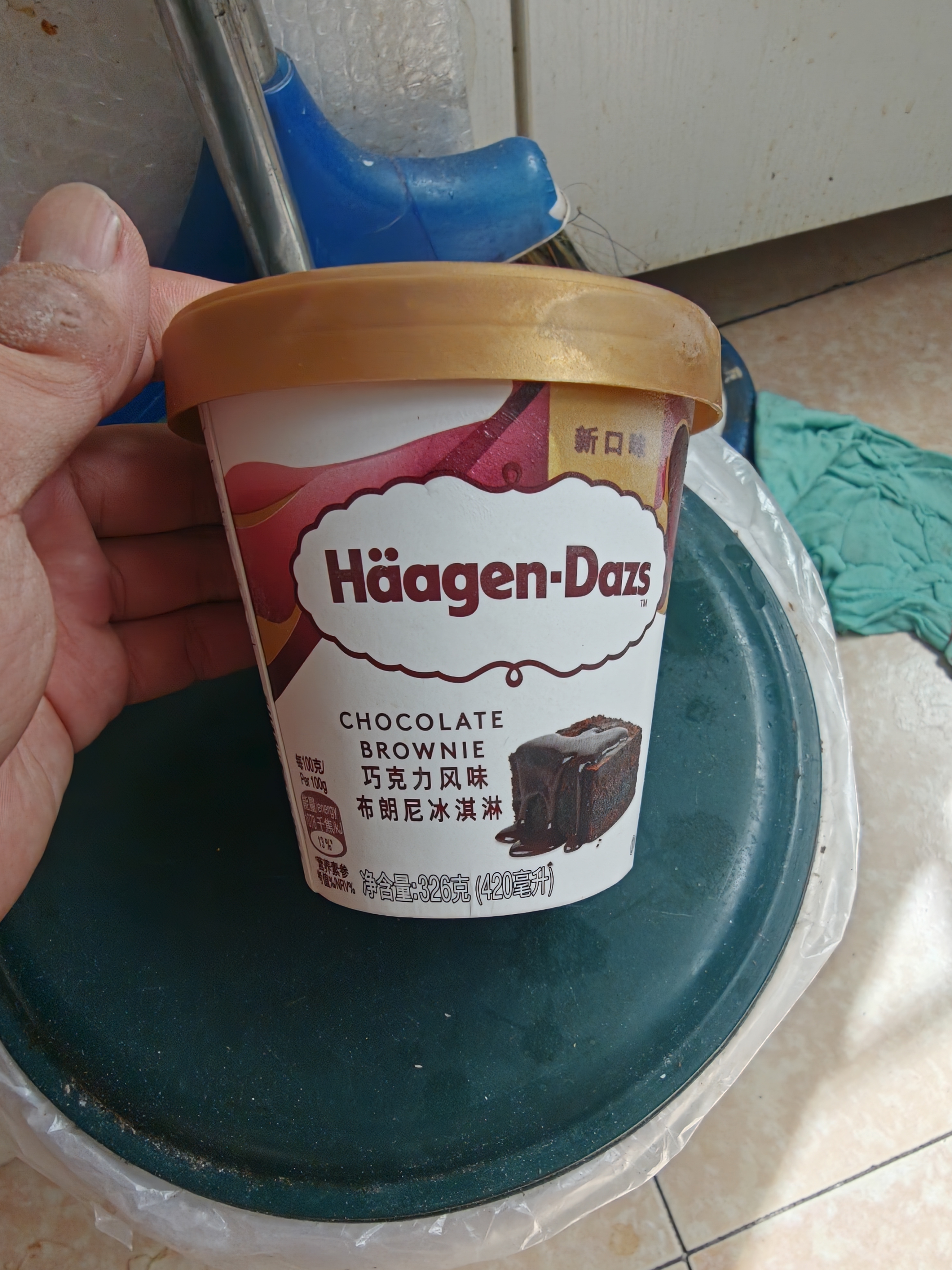 哈根达斯（Haagen-Dazs）【限定新品】巧克力风味布朗尼冰淇淋420ml/桶家庭装 实拍图
