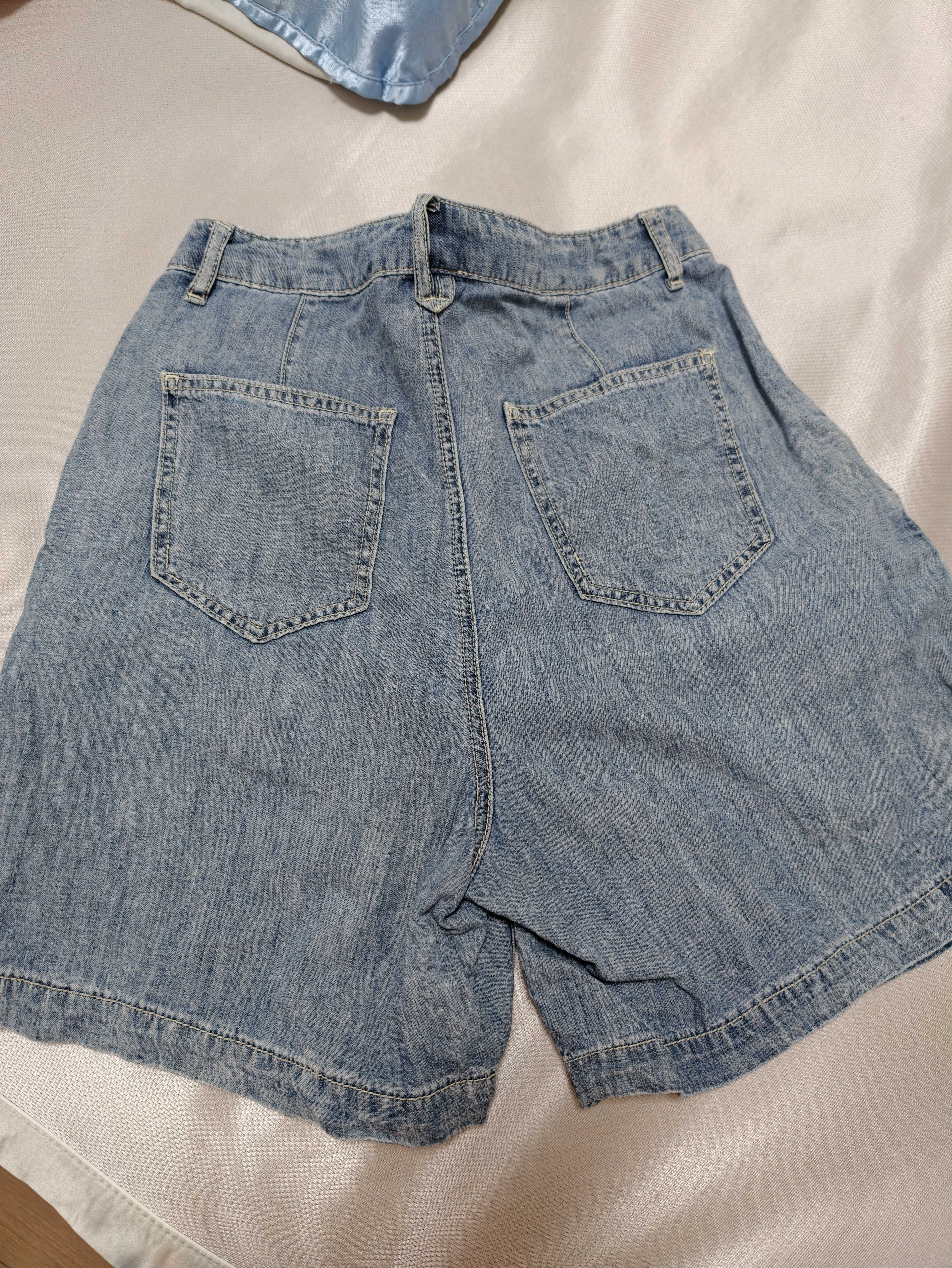 森马（Semir）牛仔裤女夏季打褶纯棉仿麻宽松2026时尚遮胯显瘦短裤109326122006 实拍图