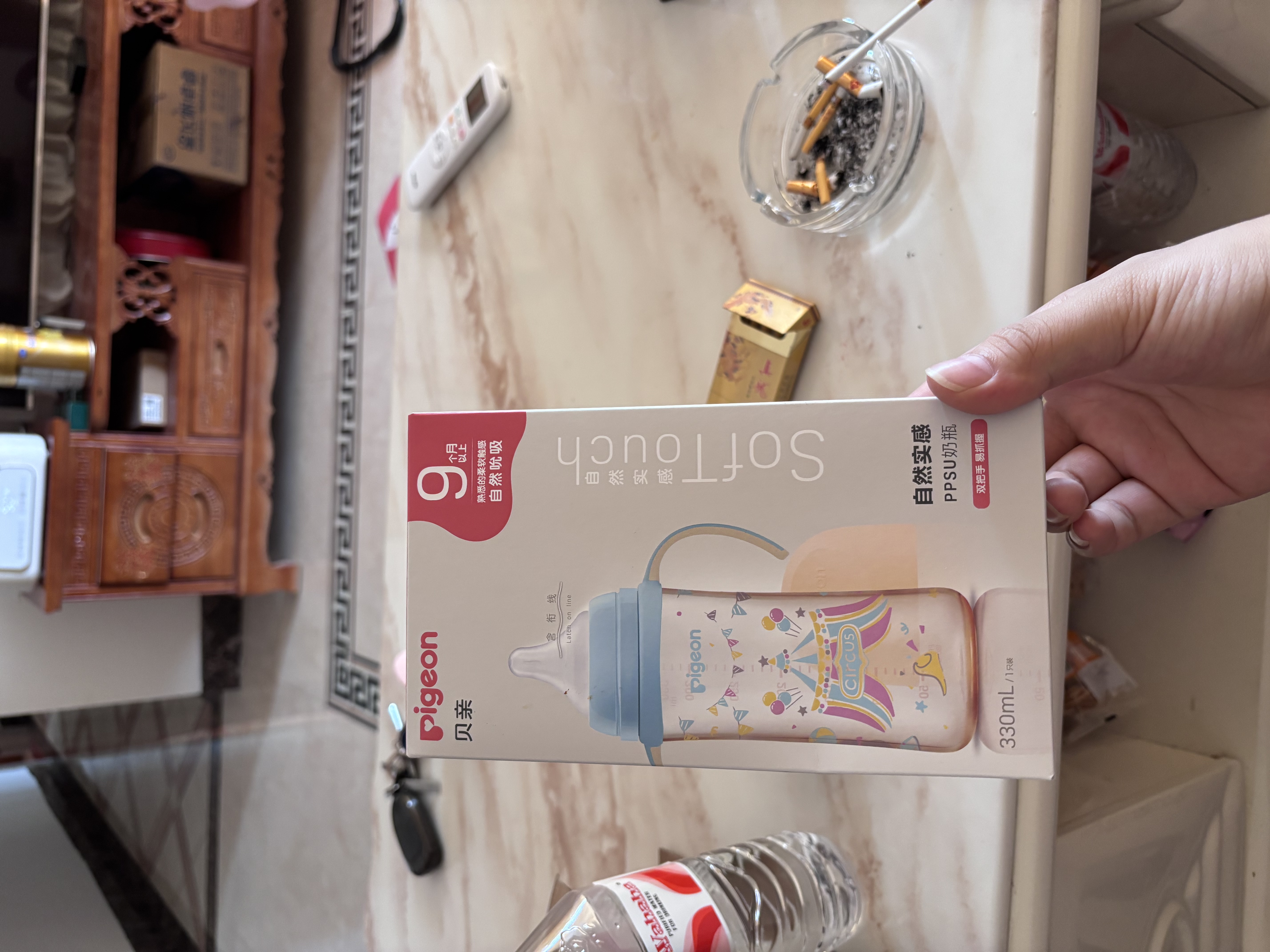 贝亲（Pigeon）PPSU双把手防胀气奶瓶330ml LL号奶嘴 马戏团 9月+ AA225 实拍图