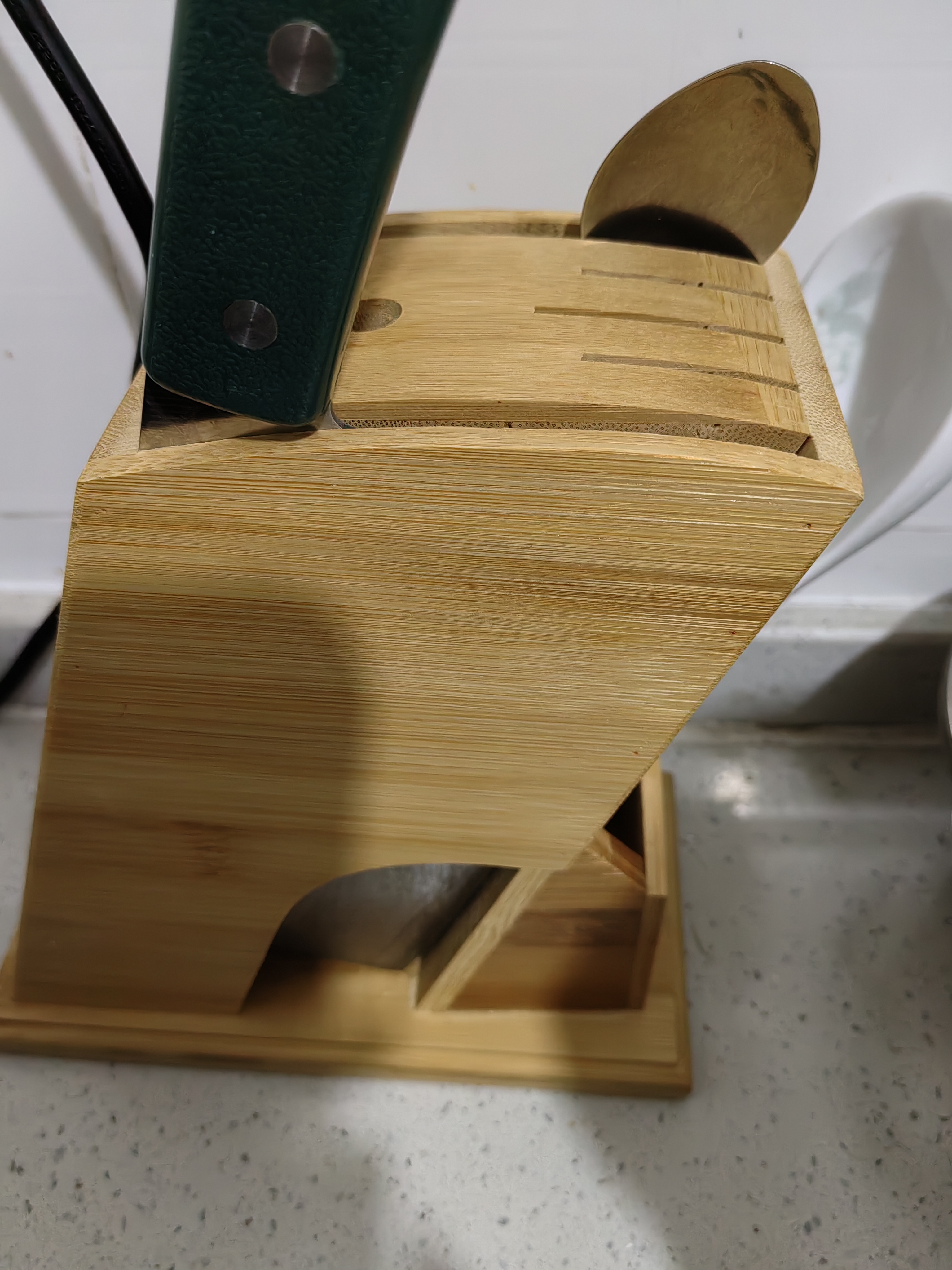 竹韵轩（zhuyunxuan）楠竹创意立式厨房用品刀架刀座收纳架多功能置物刀架 斜刀架 实拍图