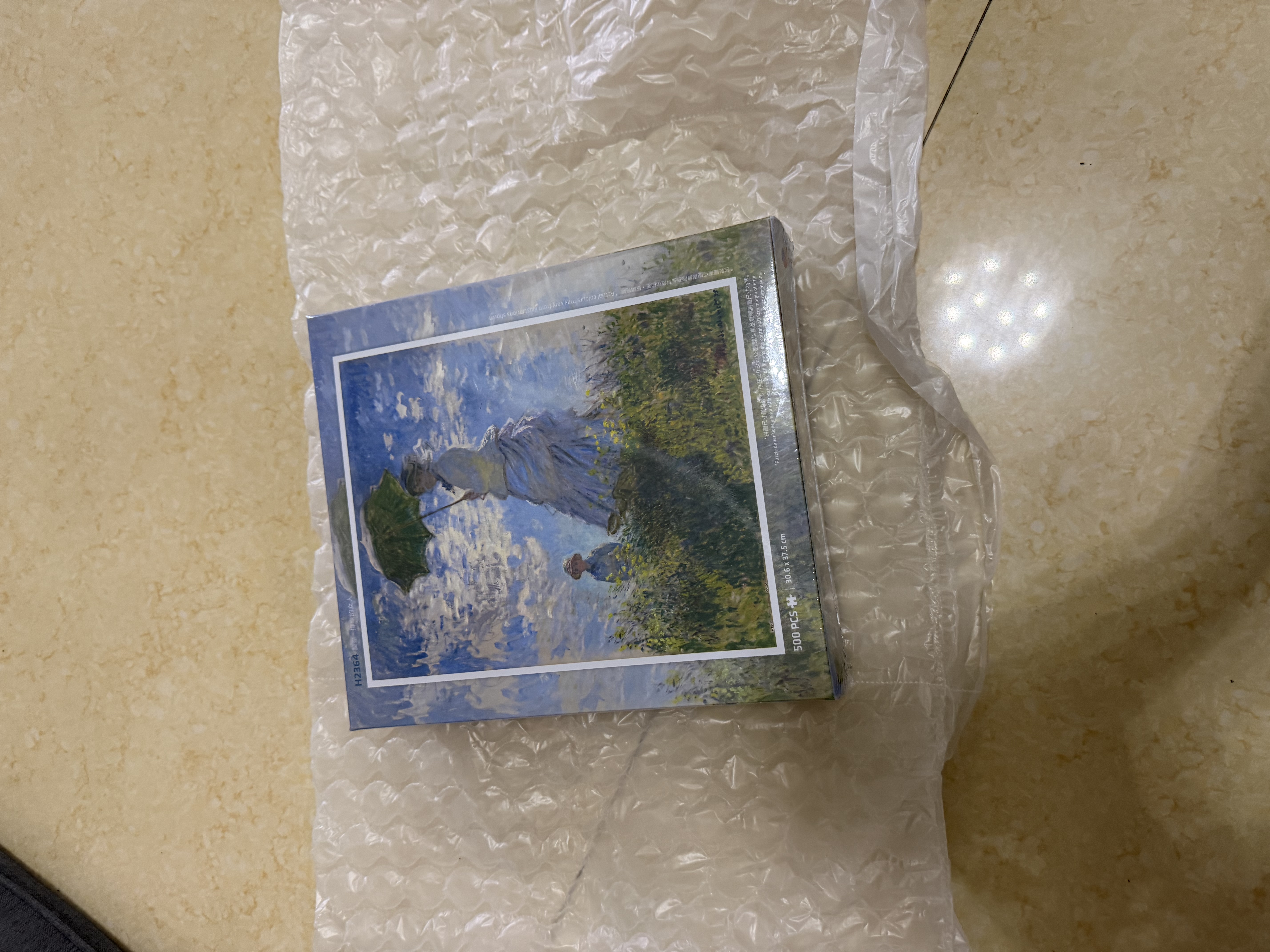 3D-JP莫奈名画500片平面塑料拼图客厅玄关裱框挂画 撑洋伞的女人 实拍图