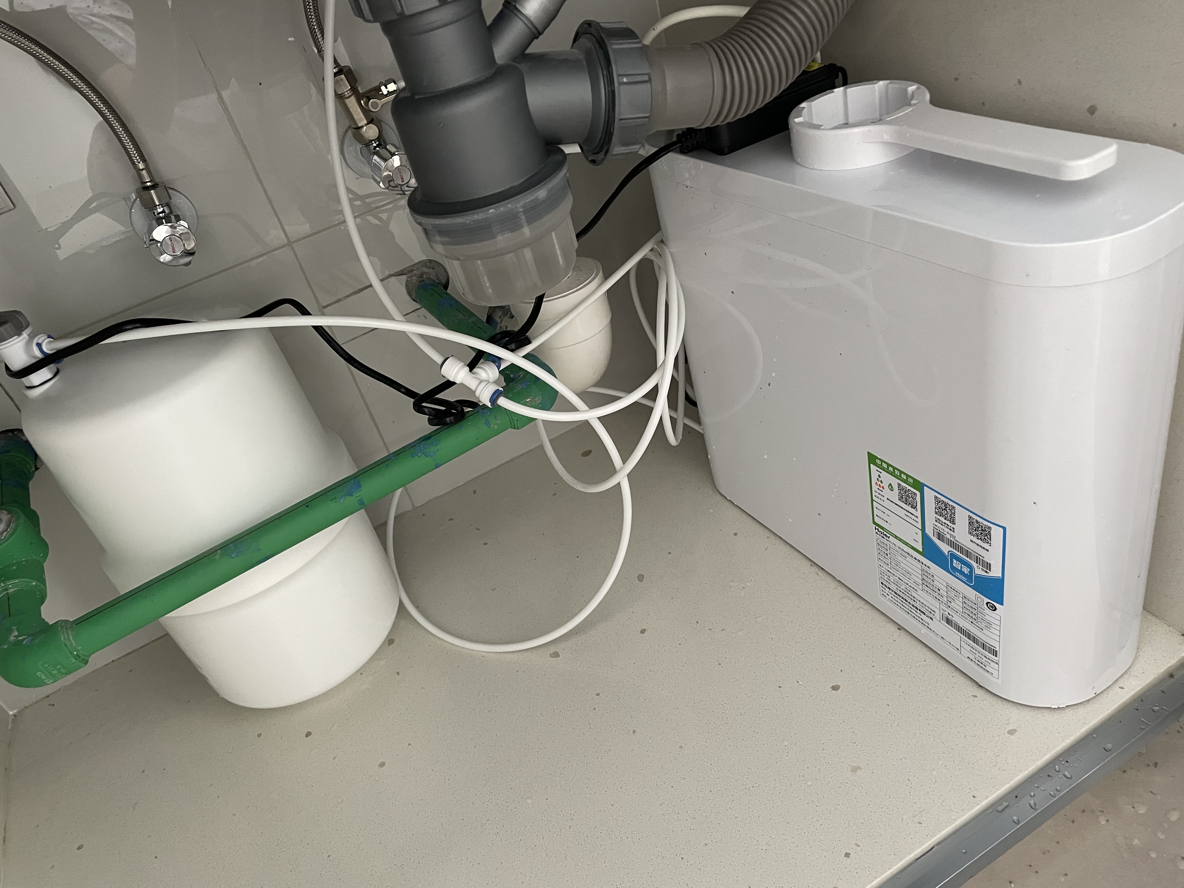 海尔（Haier）净水器家用厨下1200G流速母婴RO反渗透直饮净水机加热一体机餐边柜壁挂式管线机接自来水全屋套装 海尔冷热鲜活水管线机+净水器 实拍图