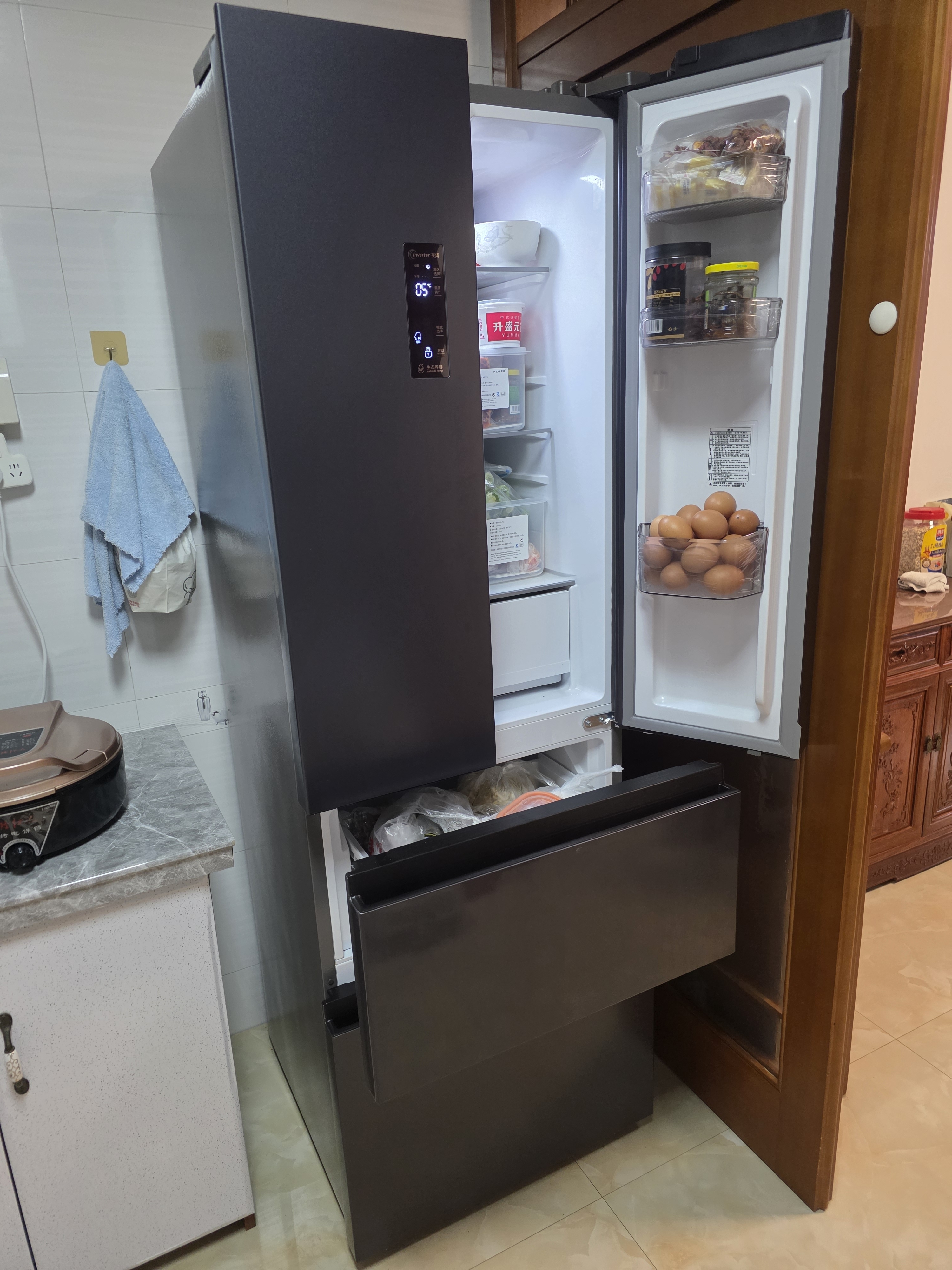容声325升法式多门四开门双循环家用电冰箱一级能效双变频风冷无霜薄小型母婴空间国家补贴以旧换新 风冷无霜节能冰箱 BCD-325WD18MP灰 实拍图