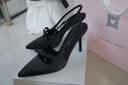 CHARLES&KEITH缎面蝴蝶结尖头高跟凉鞋女生日礼物送女友CK1-60361556 BLACK TEXTURED黑色纹理 37 实拍图