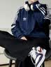 adidas通勤百搭三条纹休闲运动夹克早秋外套男女阿迪达斯三叶草   深靛蓝（推荐选大一码)   2XL 实拍图
