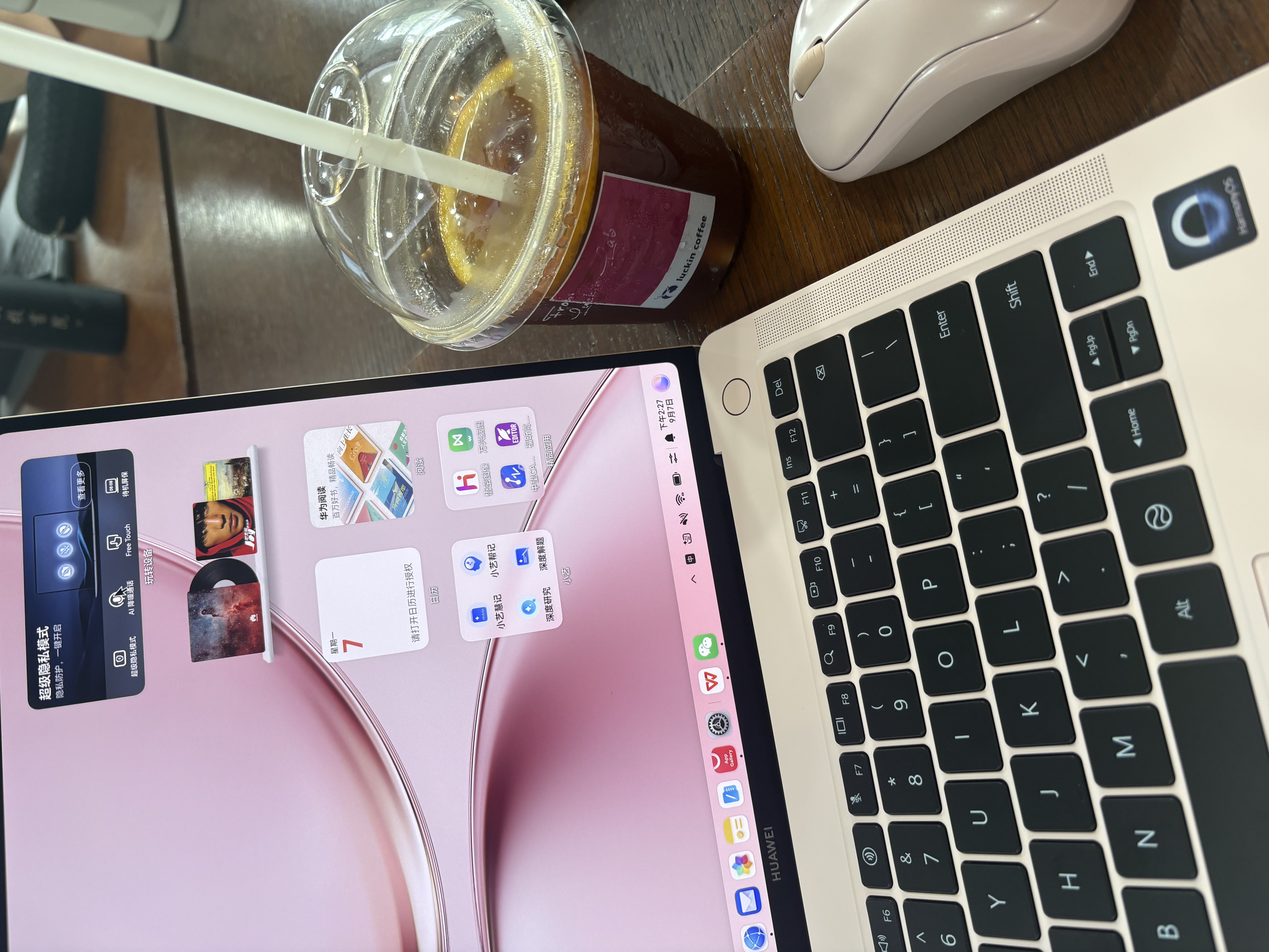 华为MateBook Pro 麒麟X90 Plus柔光版鸿蒙笔记本电脑 OLED云晰柔光屏 970g超轻薄 24GB 1TB拂晓粉 实拍图