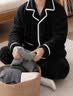 雅鹿男士睡衣秋冬季2026新款加厚加绒保暖珊瑚绒法兰绒家居服套装 NSCJF-碳黑绣花 XL (建议130-150斤) 实拍图