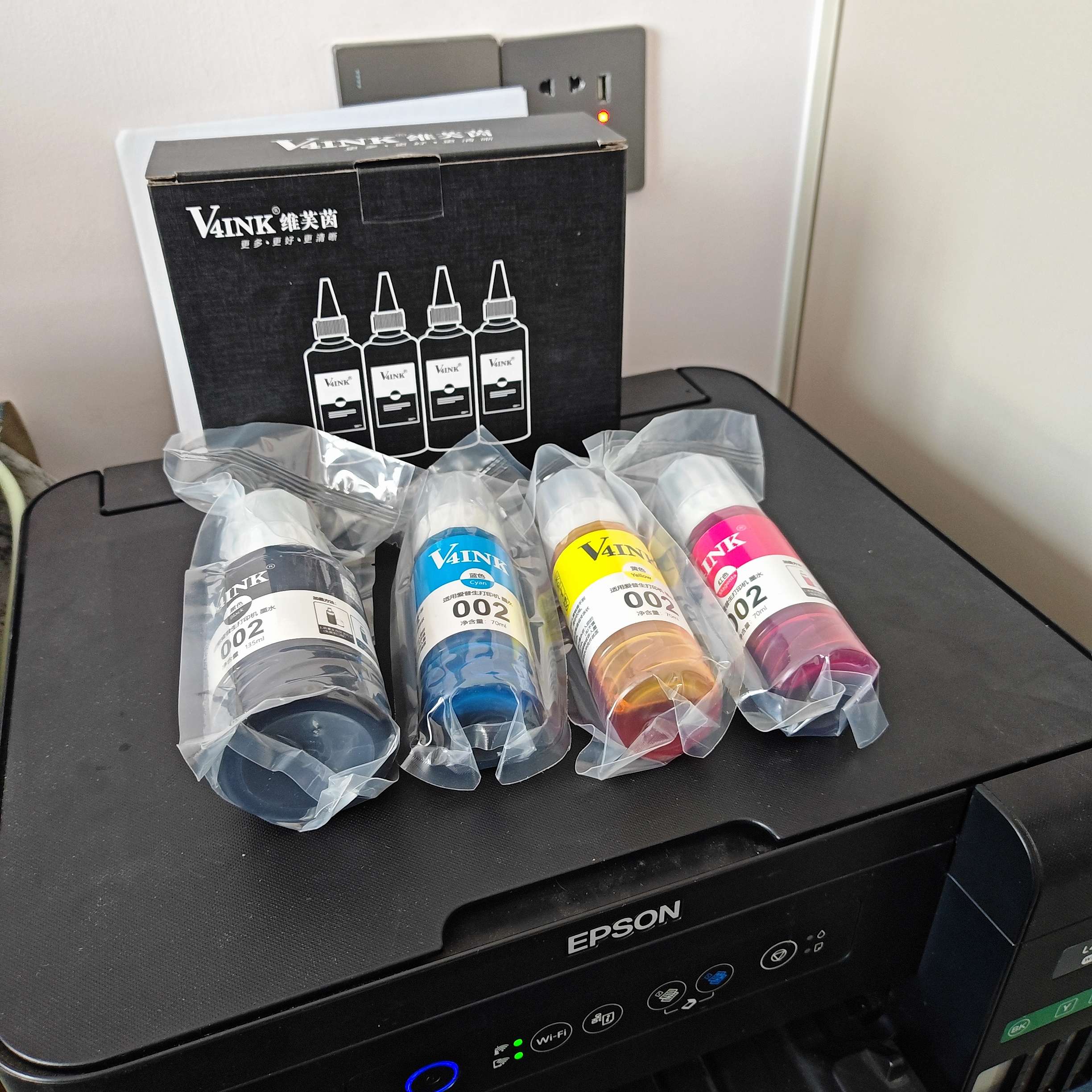 V4INK适用爱普生墨水002墨水四色 L4266墨水L4168 EPSON打印机墨水L4268 L4269 L4358 L6279 L4158 L4263 L6178墨 实拍图