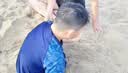 佑游儿童泳衣男童分体青少年防晒温泉双层泳裤游泳五件套33094蓝色5XL 实拍图