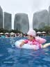 李宁（LI-NING）儿童泳帽男女童柔软舒适可爱游泳帽卡通印花布帽6051粉 实拍图