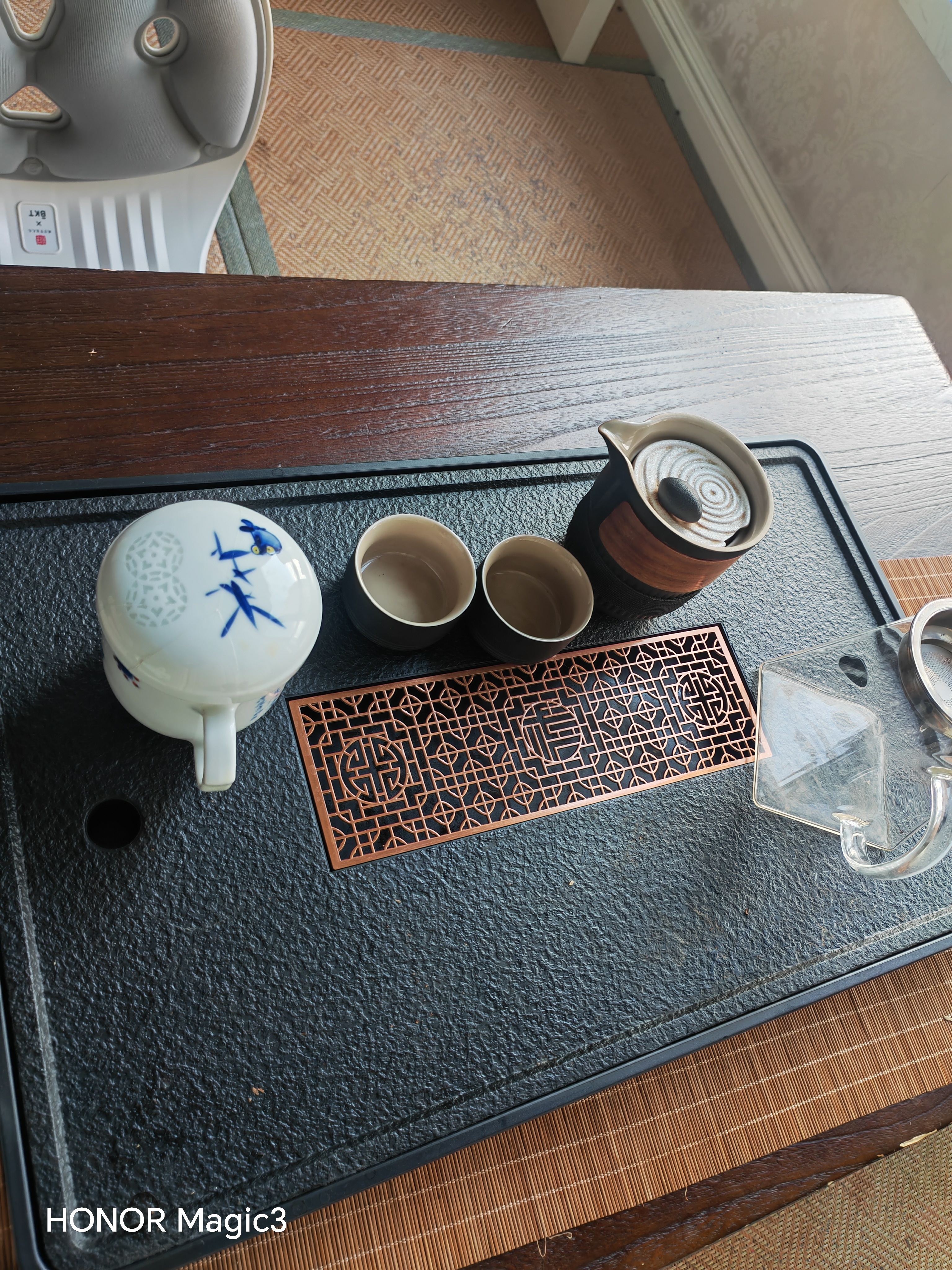 尚言坊茶盘带排水家用长方形托盘大型干泡台小茶台两用仿乌金石茶盘 实拍图