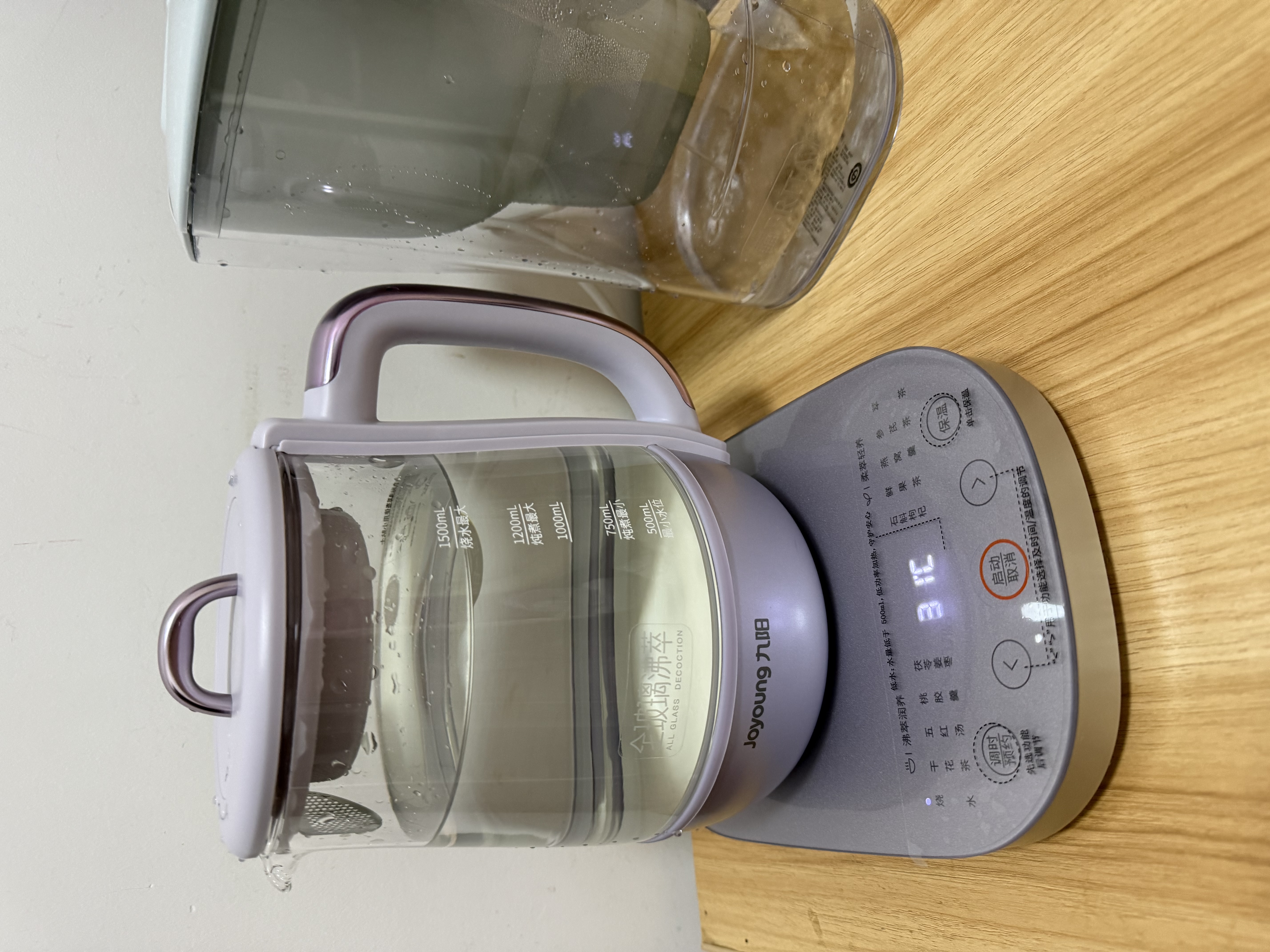 九阳（Joyoung）1.5L全玻璃沸萃养生壶煮茶器 0胶水玻璃滤网炖盅 花茶壶烧水保温一体恒温全自动电热水壶15WY10J 实拍图