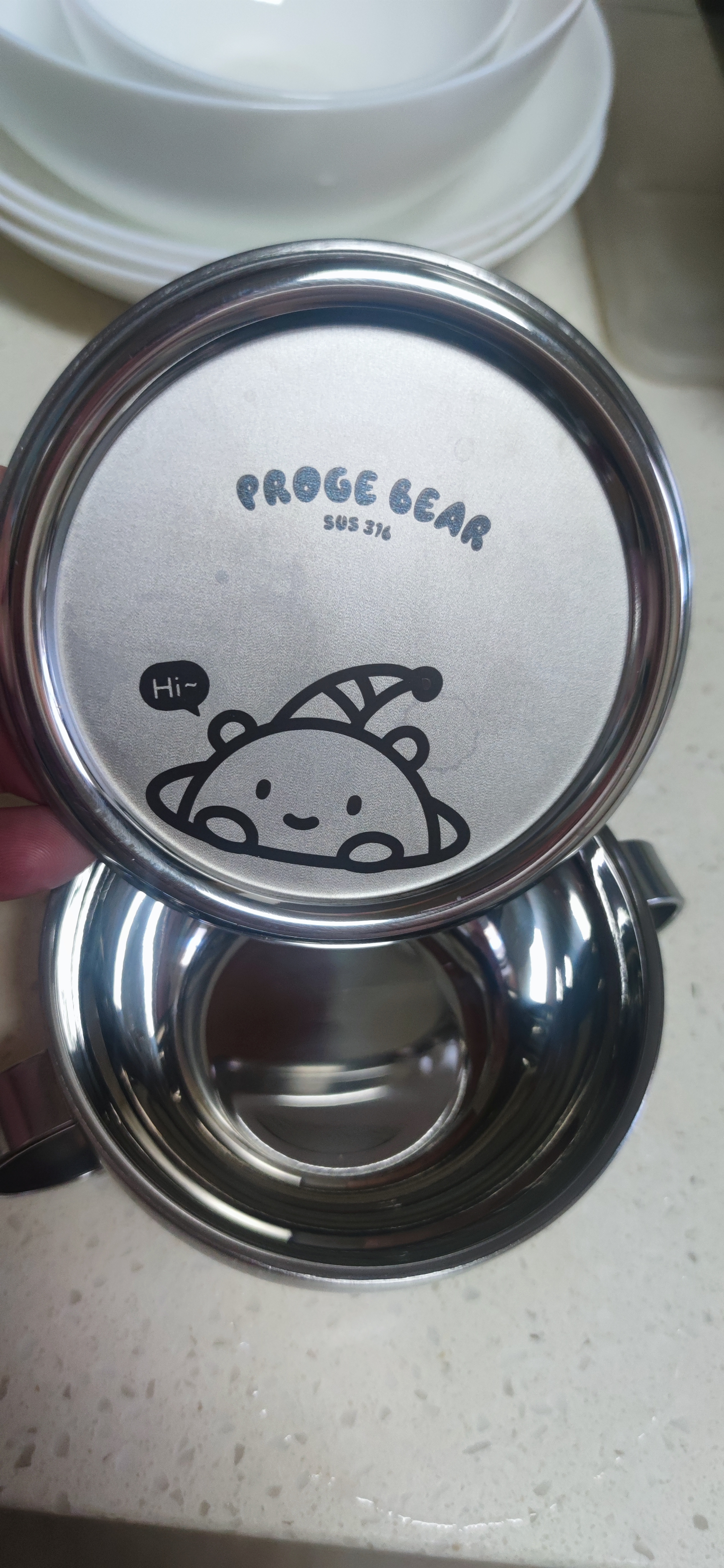 onlycook316儿童辅食饭碗 带盖带把手双耳汤碗不锈钢双层宝宝餐具-小号 实拍图