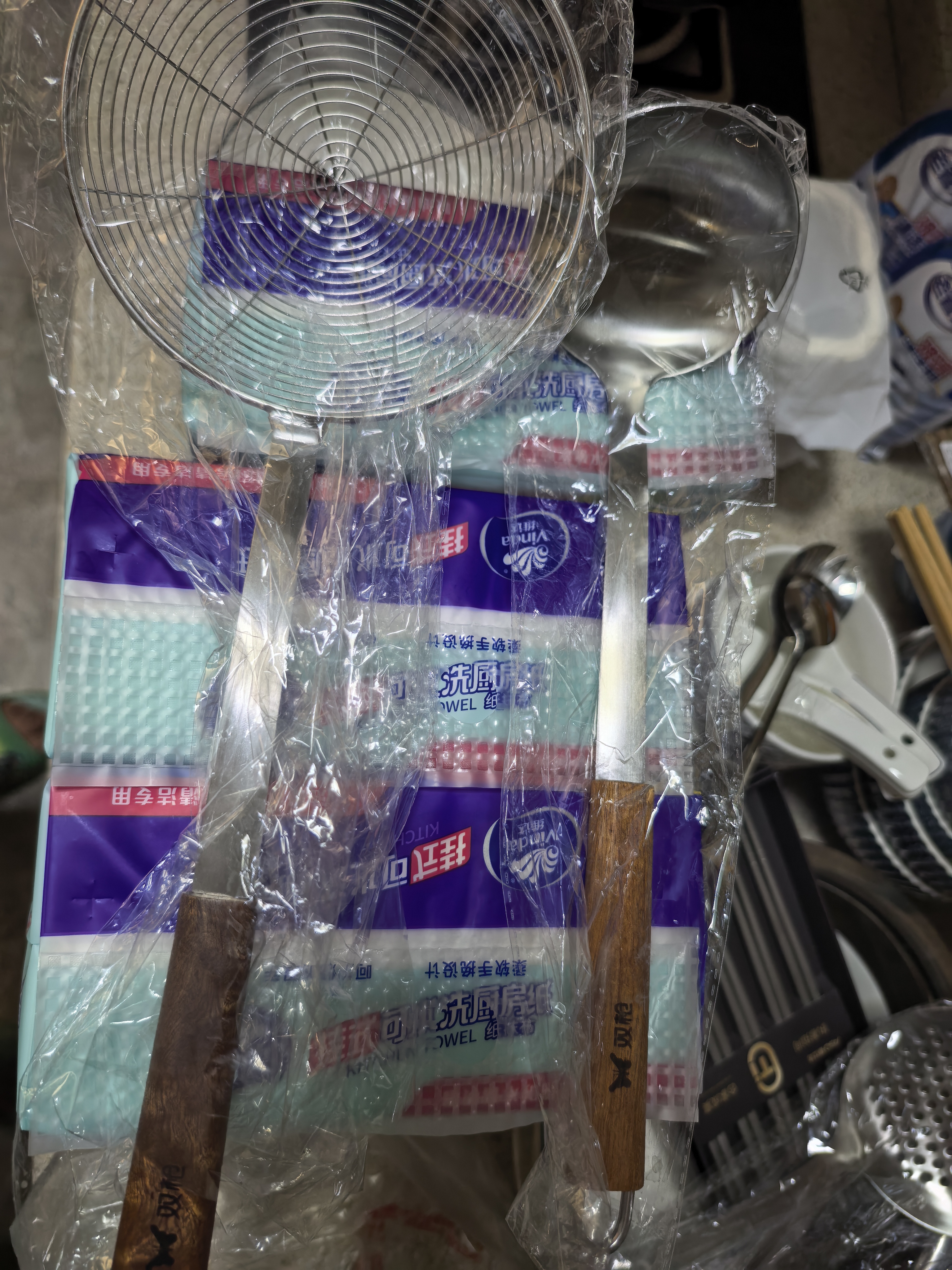 双枪304不锈钢锅铲炒菜铲子家用乌檀木手柄汤勺漏勺套装 实拍图