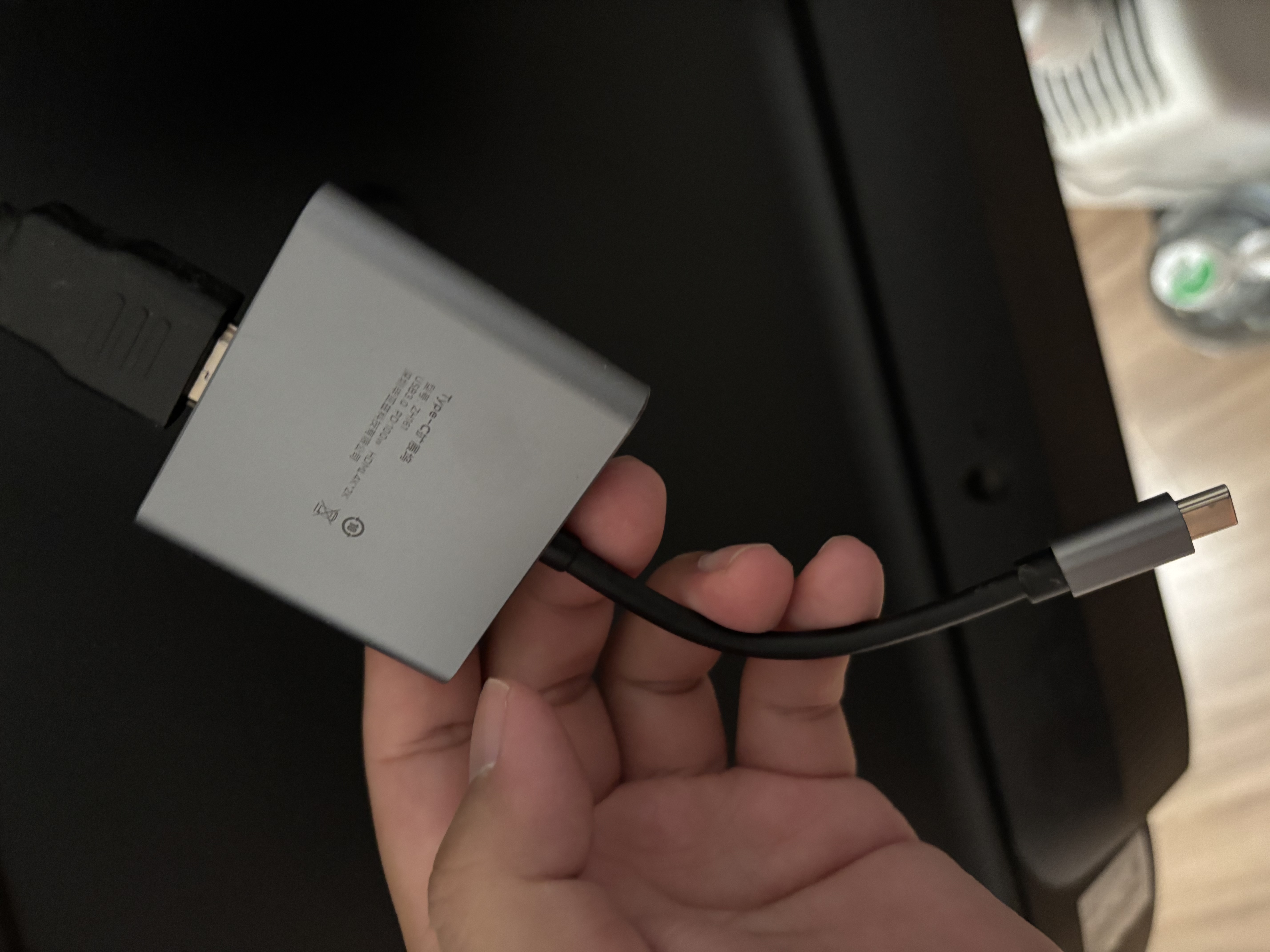 毕亚兹 Type-C转hdmi/USB3.0/PD扩展坞苹果电脑转换器macbook 转接头手机接投影仪显示器拓展坞USB-C分线 实拍图