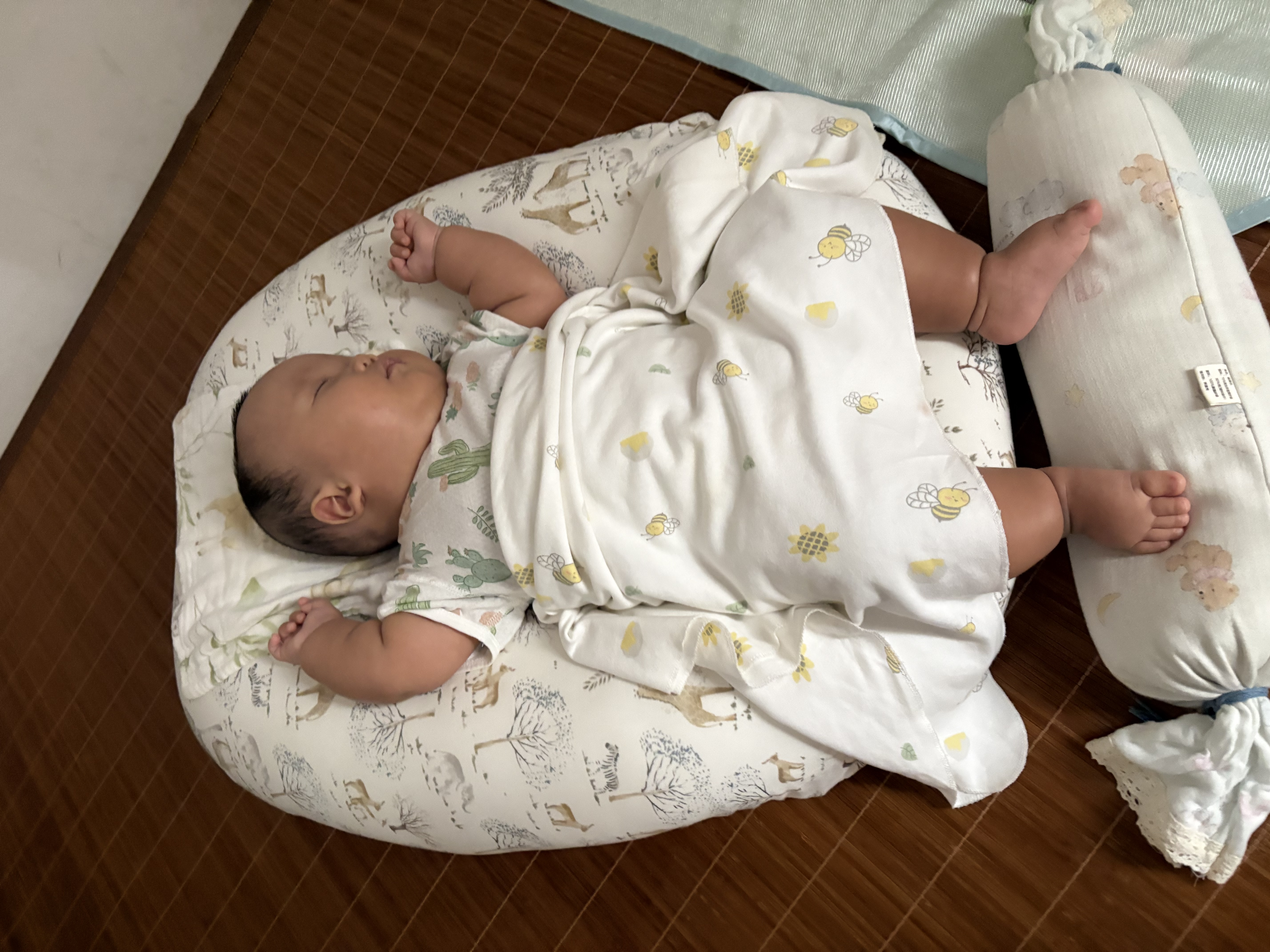 小白豚斜坡枕婴儿防吐奶可躺喂奶神器新生儿睡觉用枕头垫抬头大号五个月 升级版（A类品质） 长颈鹿枕套+白色纯棉内胆 实拍图