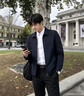 罗蒙外套男秋季商务男士翻领行政夹克上衣干部厅局风爸爸装i8藏青XL 实拍图