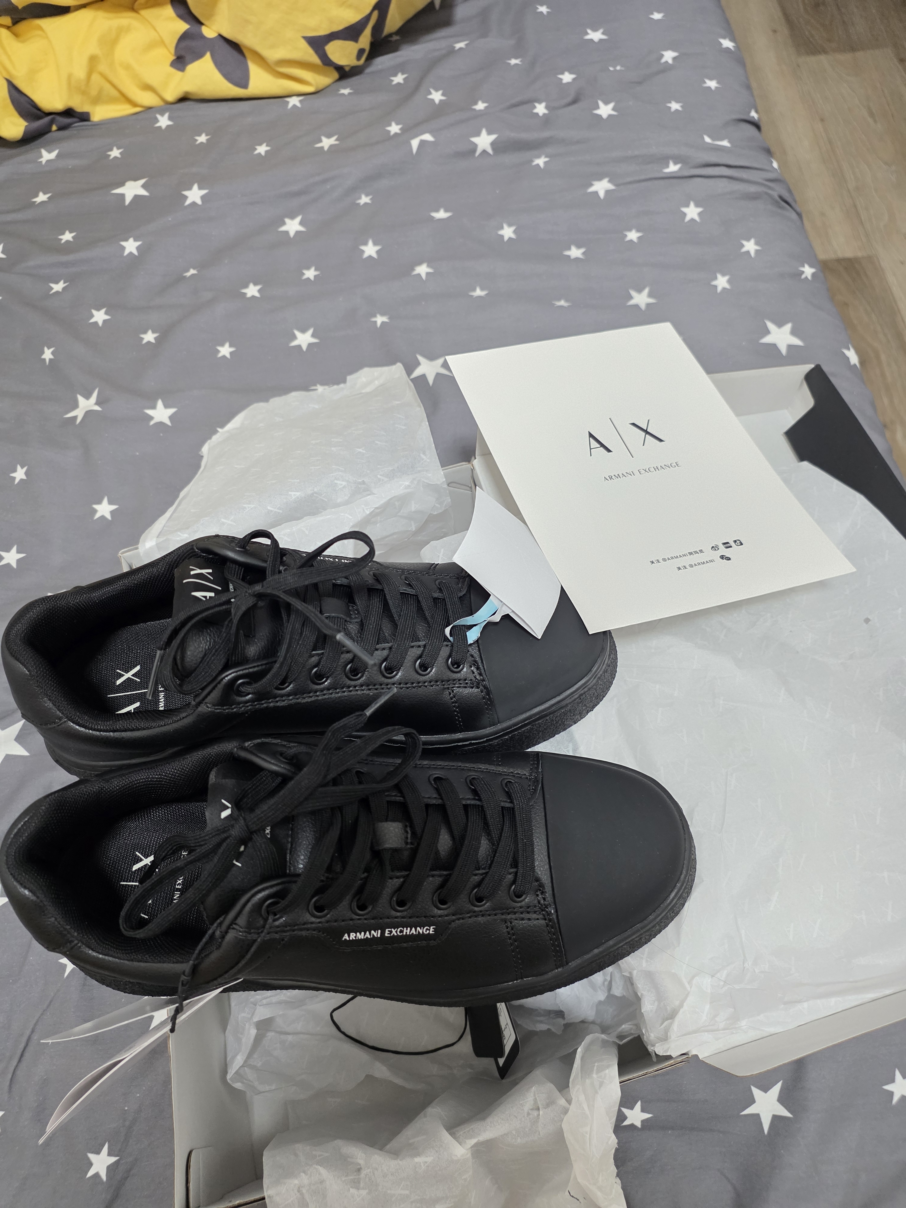 ARMANI EXCHANGE/阿玛尼26年秋冬新款男士系带低帮拼接厚底板鞋运动休闲鞋 UC001-黑色 42 晒单实拍图