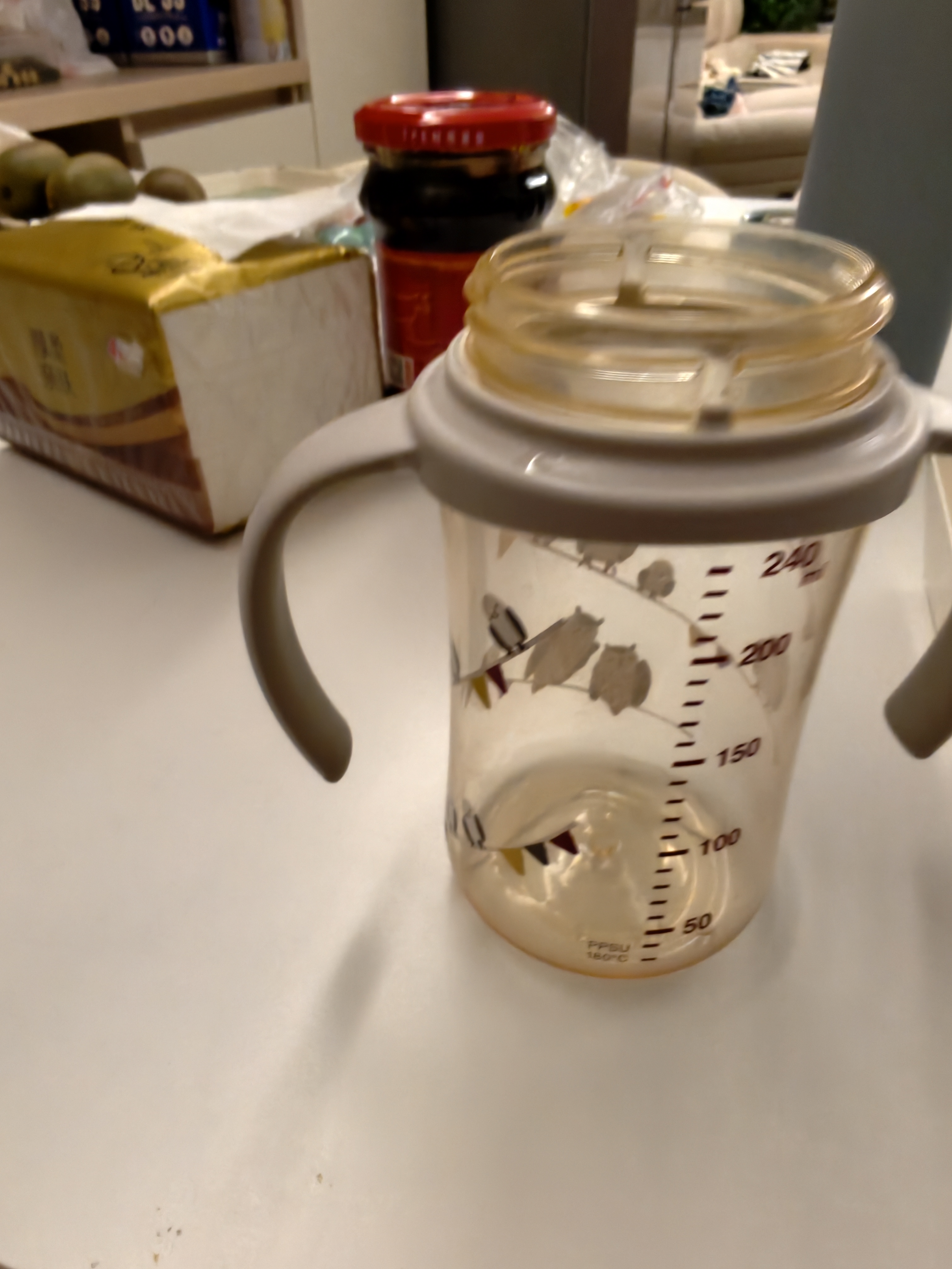 贝亲（Pigeon）PPSU双把手防胀气奶瓶240ml 猫头鹰 L号奶嘴 6月+ AA221 实拍图