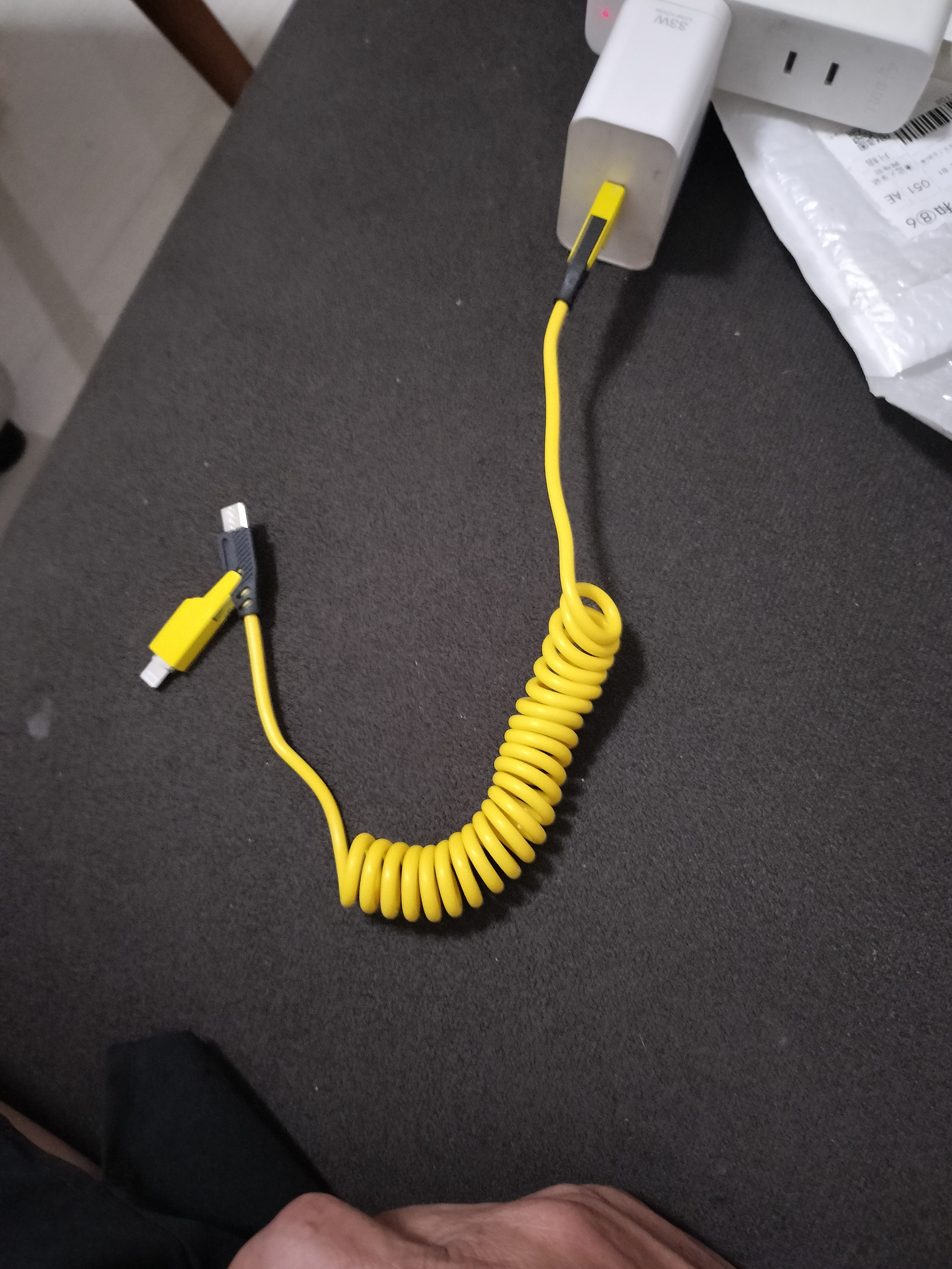 车载伸缩弹簧65W充电线四合一数据线适用华为苹果16iPhone快充线 车载弹簧线（黄色+绿色）-2条装 实拍图