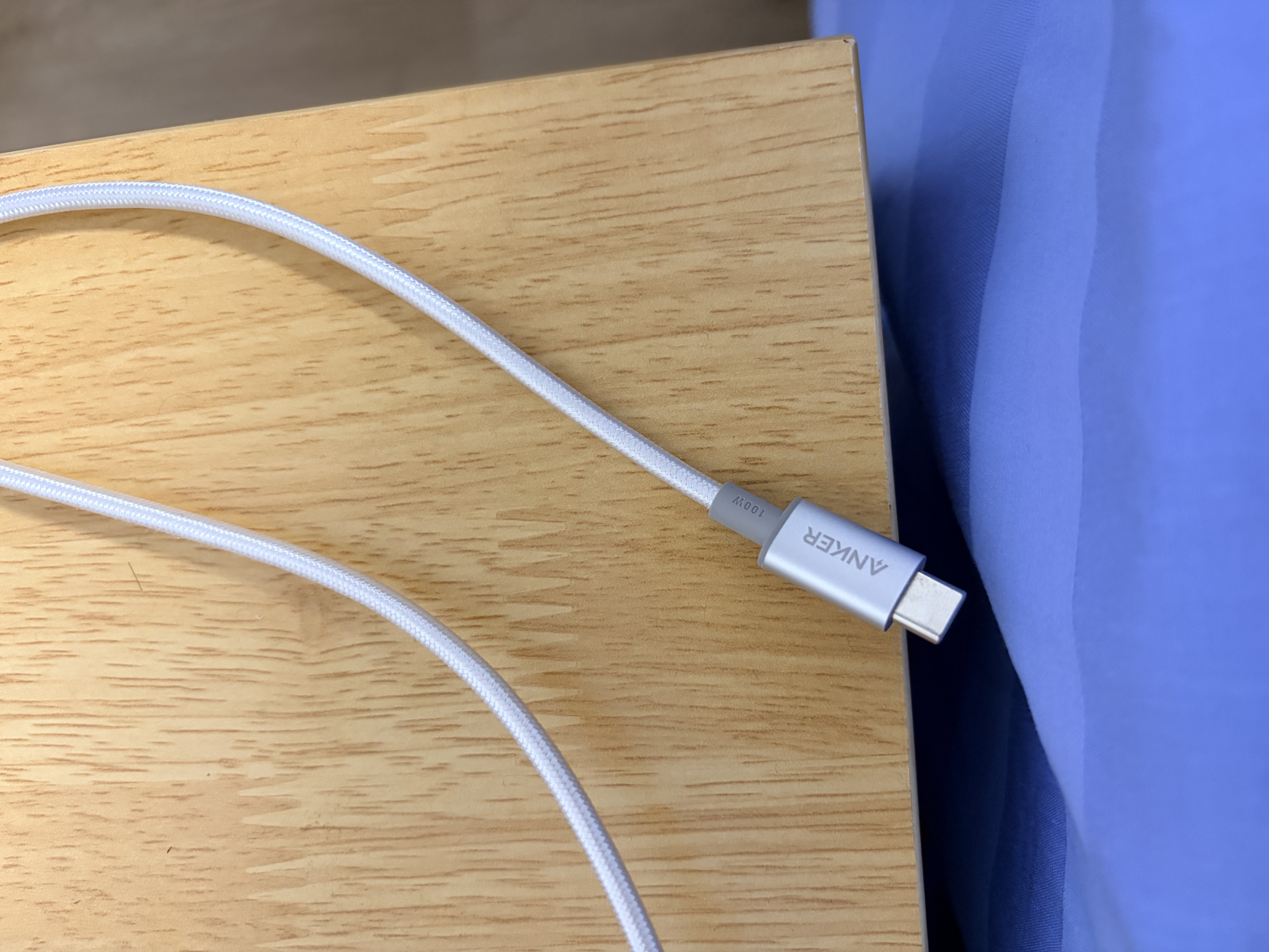 ANKER安克100W冰点快充线【包邮】双头type-c数据usb线编织充电线适配17iPhone18苹果16手表耳机电脑 【白色】100W编织线 1.8米 实拍图