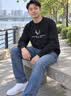 啄木鸟【2件装】卫衣男春秋季长袖t恤男士韩版潮流宽松圆领男装上衣服 8801黑色常规+8806灰色常规 2XL 实拍图