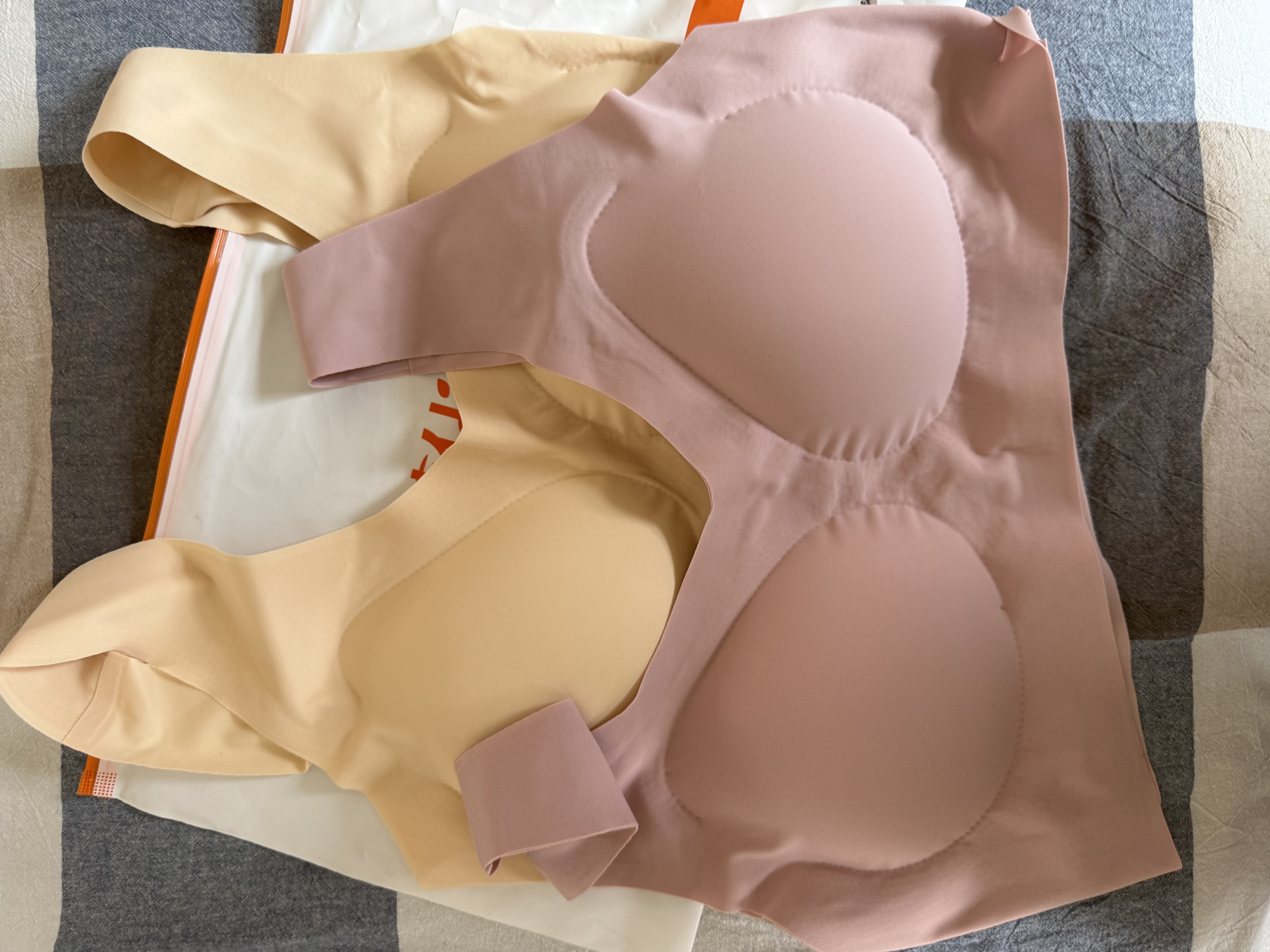 莫代尔2件装无痕内衣女固定乳胶杯无钢圈聚拢运动内衣背心粉底液胸罩薄 实拍图