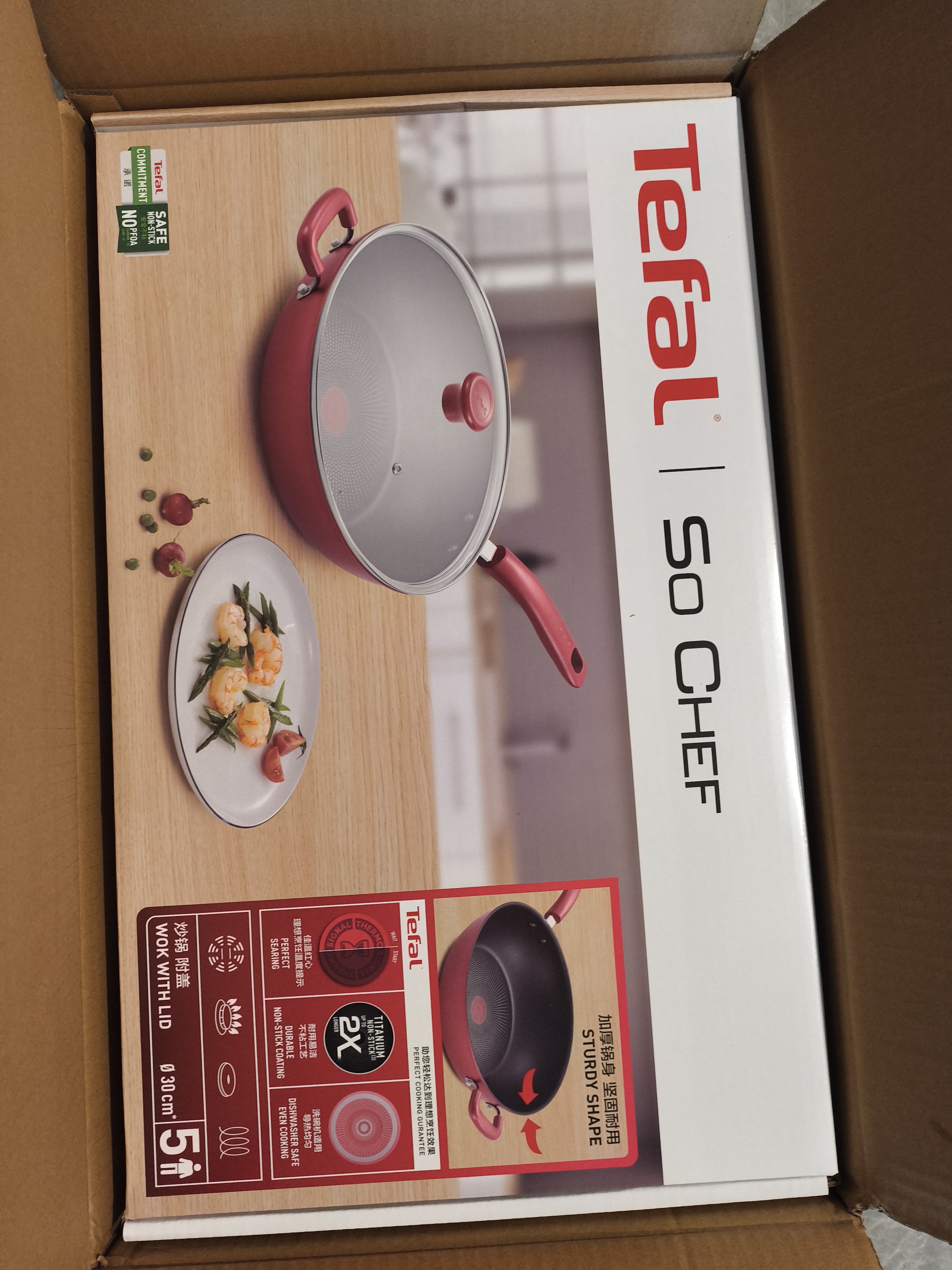 特福（Tefal）炒锅有钛不粘锅家用30cm炒菜锅可进洗碗机少油烟大直径炒锅 实拍图