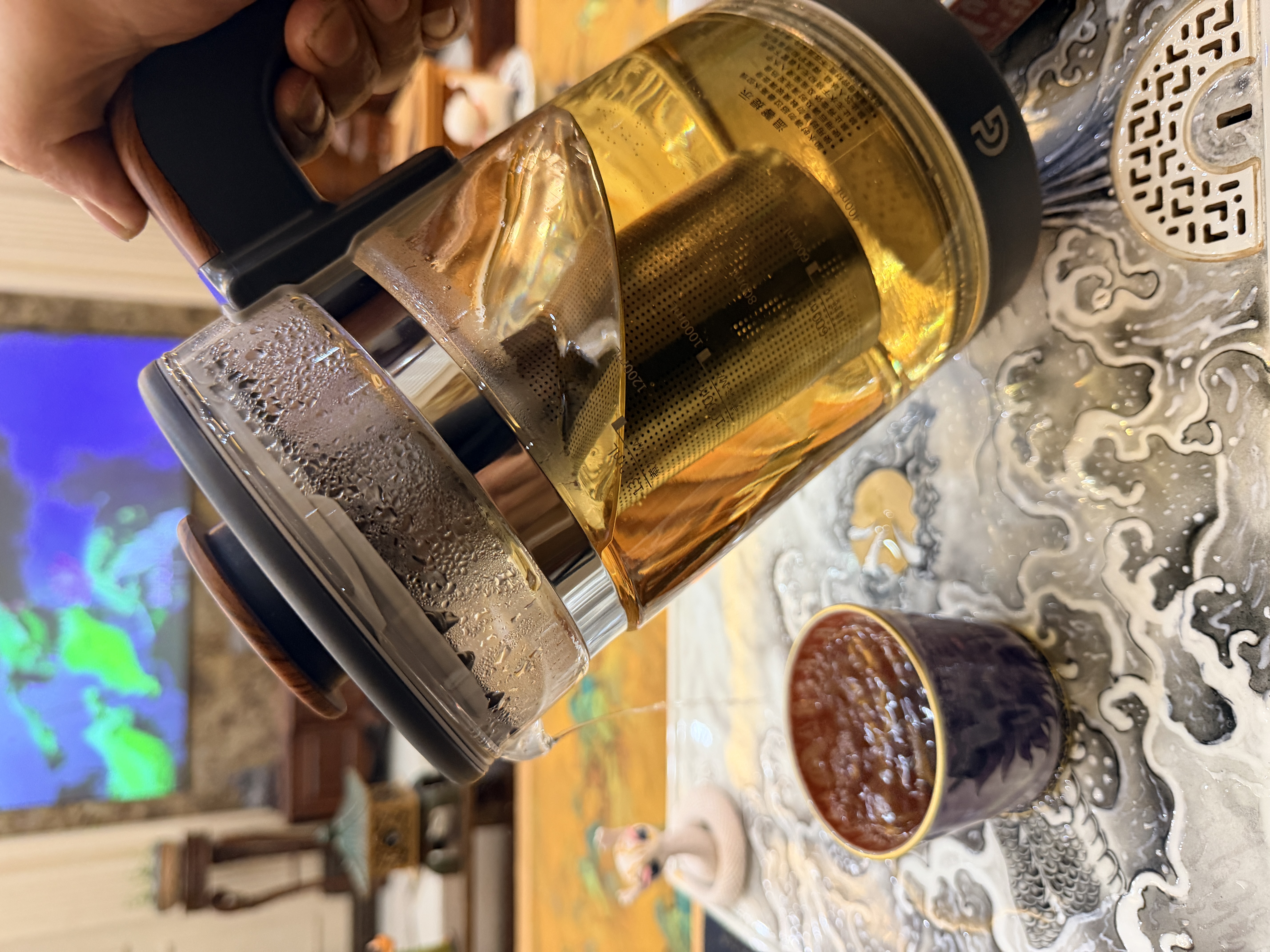 格丽思（GREENIS）煮茶壶 喷淋式煮茶器纯钛养生壶烧水壶泡茶壶一体机全自动保温壶蒸茶壶新款高档大气礼盒 深空灰礼盒装（纯钛壶底-单直筒茶漏） 实拍图