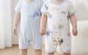 舒贝怡2件装婴儿衣服夏季薄款新生儿连体衣短袖哈衣儿童爬服蓝色80CM 实拍图