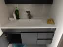 恋派浴室柜 陶瓷一体盆卫生间洗脸盆柜组合悬挂式洗漱台智能洗手盆柜 智能镜柜】珠光灰+陶瓷盆 100cm 实拍图