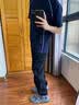 举风怪兽实验室柳叶弯刀牛仔裤男款胖子大码腿粗屁股大直筒微喇叭裤子 黑色 【高品质】 4XL 建议180-200斤收藏加购优先 实拍图
