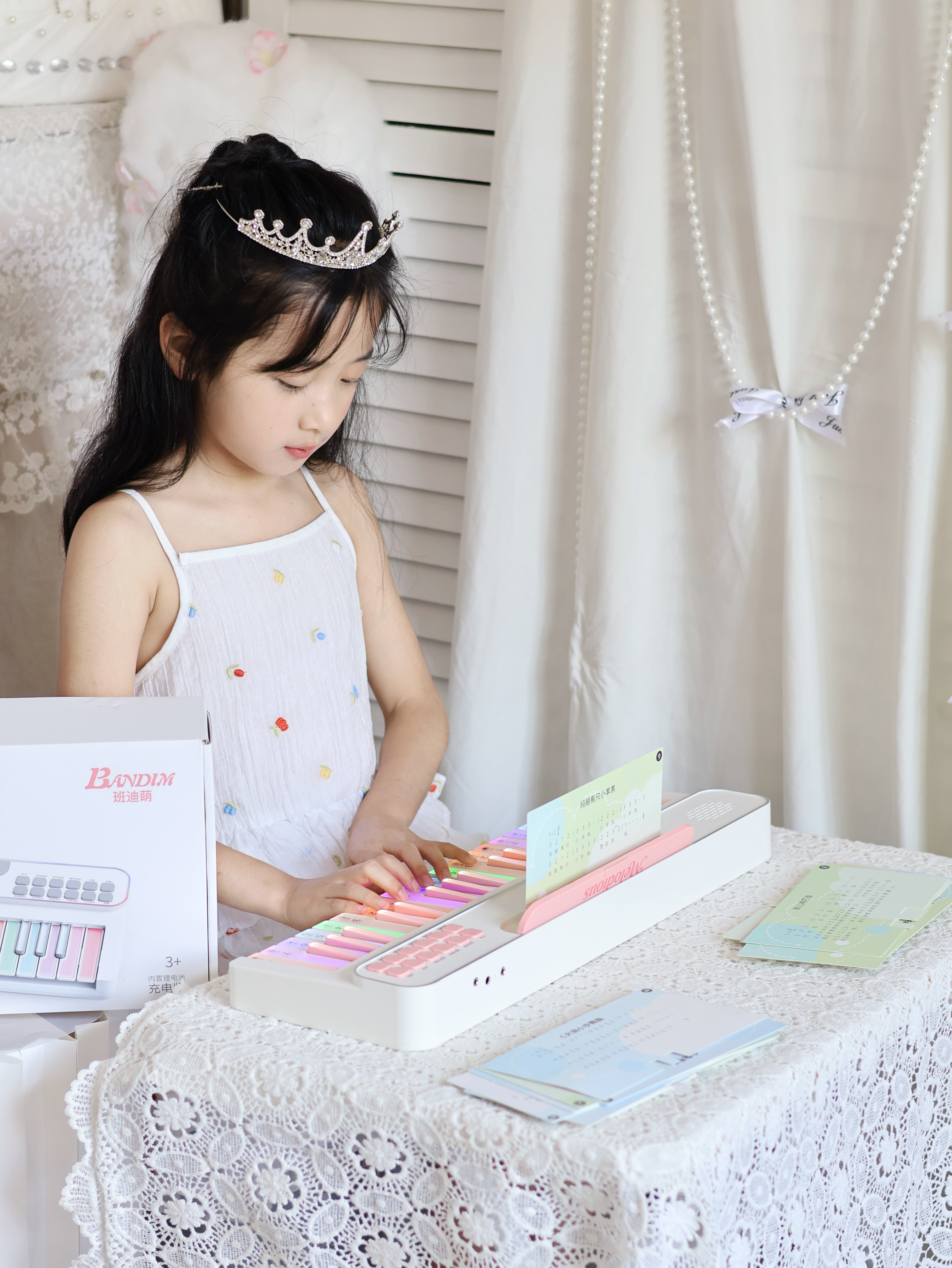 奥智嘉儿童早教益智彩虹电子琴玩具充电钢琴37键可弹奏初学者生日礼物 实拍图