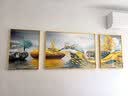 Sixpoetry 客厅装饰画现代简约沙发背景墙壁画轻奢三联晶瓷画大气高档挂画 福禄生辉（铝合金外框） 晶瓷画左右50*70+中间100*70亮面 实拍图