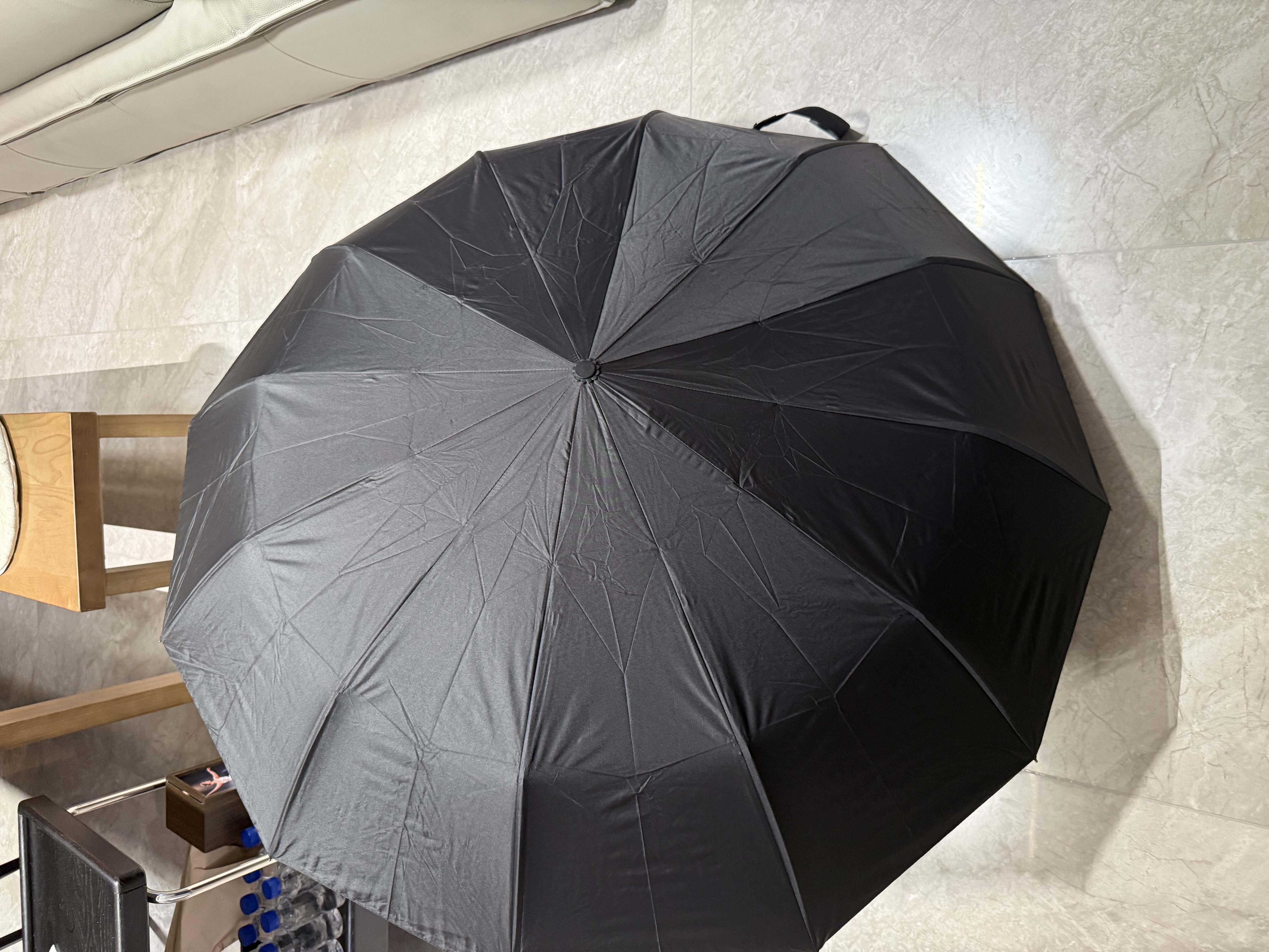 24骨全自动雨伞防紫外线遮阳防晒伞防风防雨防紫外线 曜石黑 实拍图