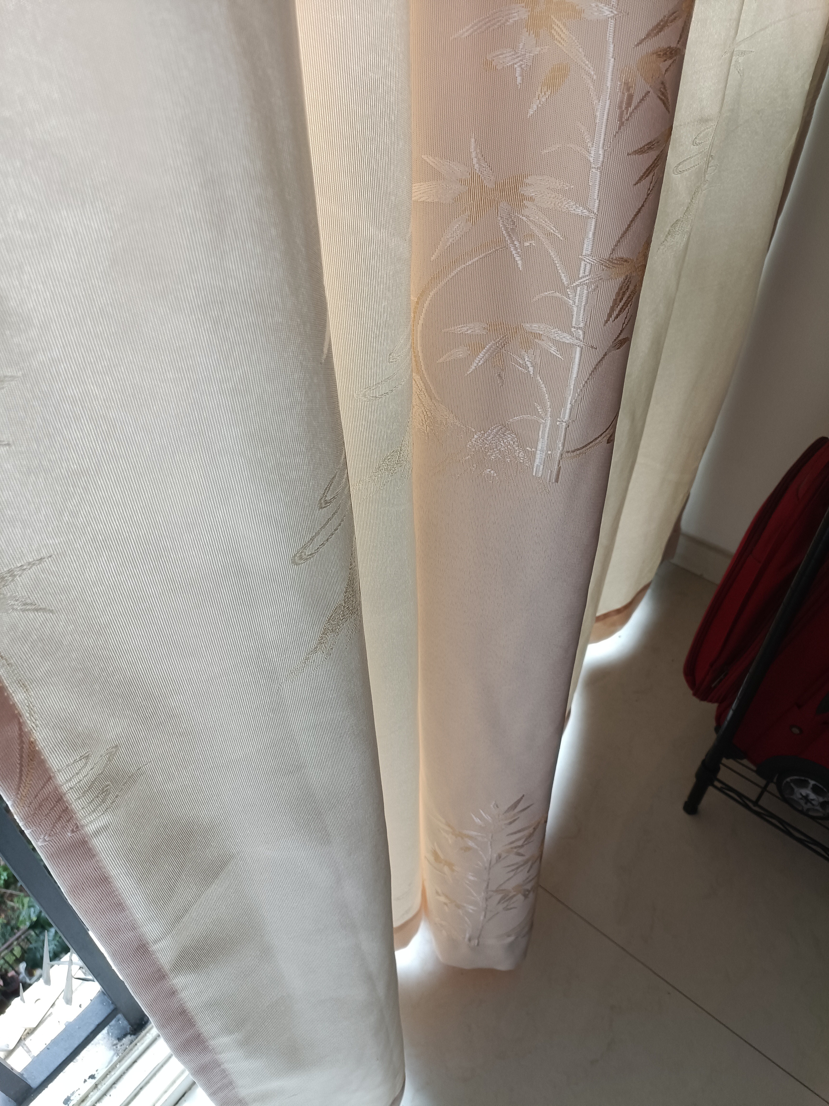 秘诗慕卧室窗帘家用遮光帘棉麻风绍兴柯桥窗帘遮光窗帘定制客厅简易窗帘 竹报平安-香槟【挂钩款】 宽2.5米*高2.7米【可改短】 个 实拍图