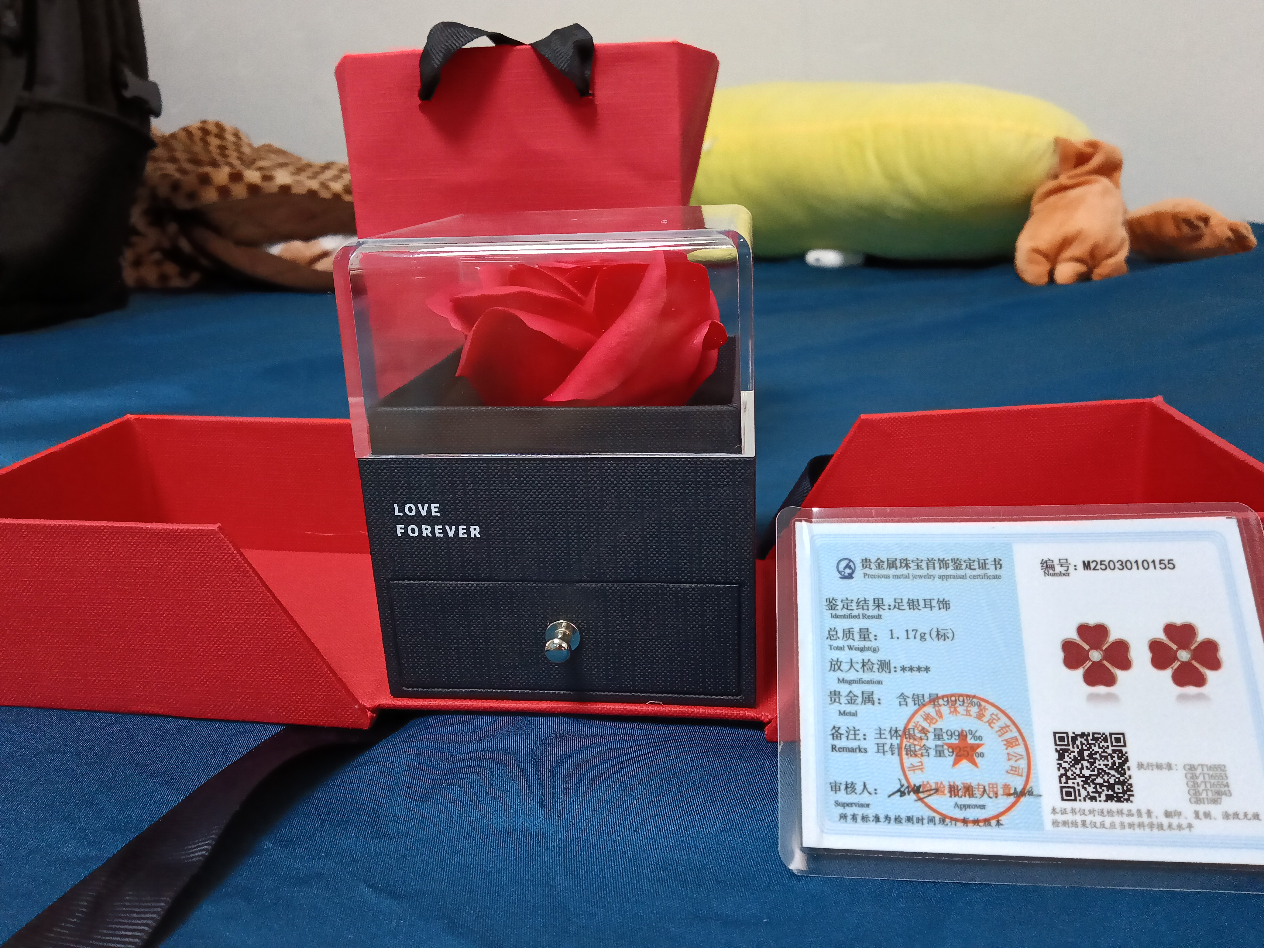 唯一（Winy）999纯银四叶草温变耳钉女士2026年新款高级感生日礼物送女友老婆 实拍图