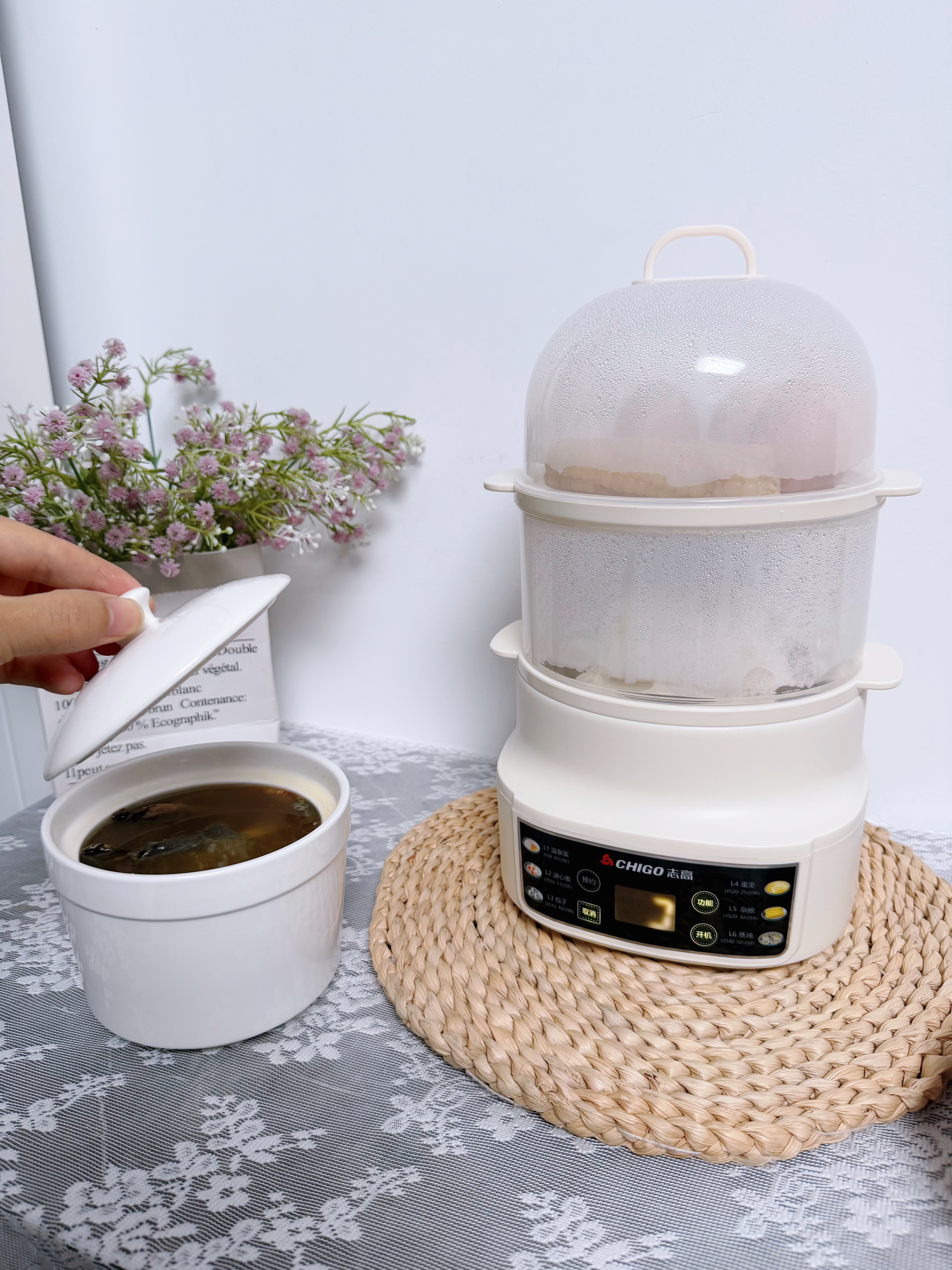志高（CHIGO）煮蛋器 电炖盅隔水炖电炖锅 蒸蛋器小型1-2人自动断电2026款 智能预约家用多功能早餐机ZNZDQ003 实拍图