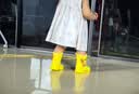 牧萌儿童雨鞋男童女童防水立体宝宝防滑耐磨卡通雨靴 浅蓝恐龙 15码 实拍图